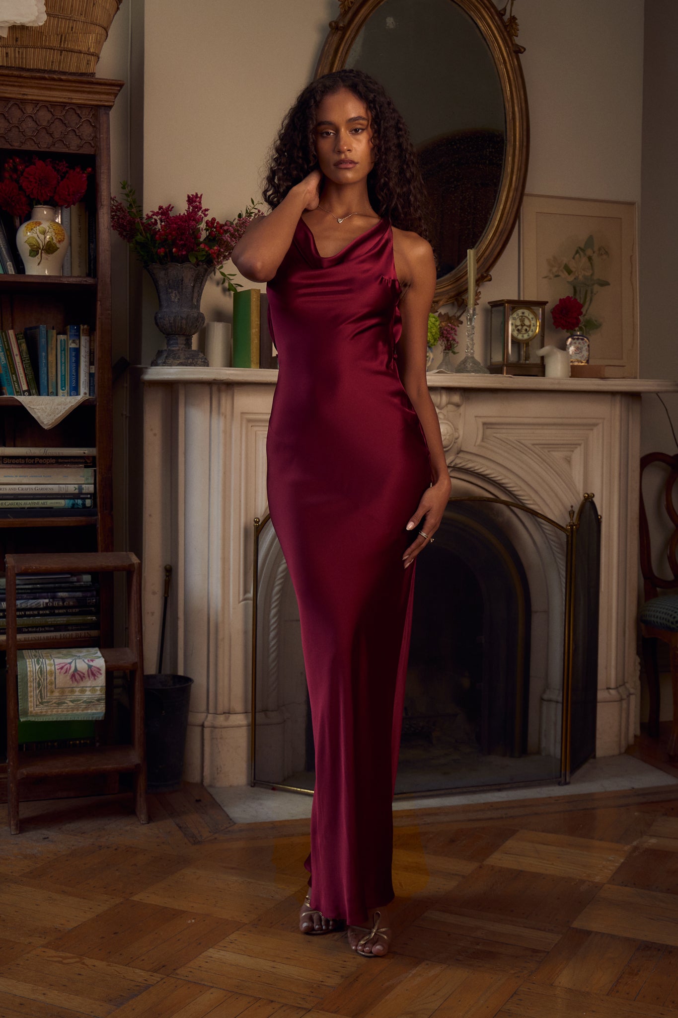 open lace back dress Plunging Back Cowl Dress in Sangre XL (Made-To-Order)