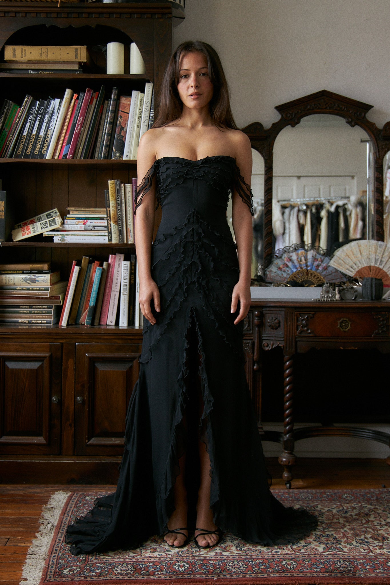 Cascading Ruffle Gown Lined in Noir XS (MADE-TO-ORDER)