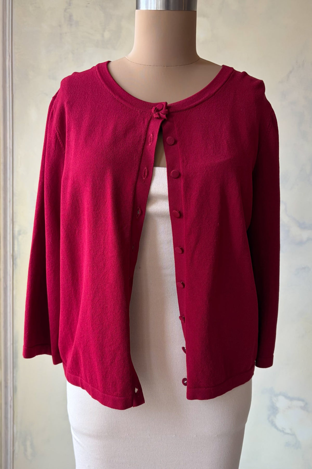 Cropped Cardigan in Ruby Sample