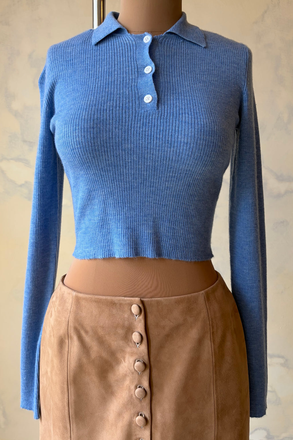 Ribbed Cropped Polo Unreleased Sample