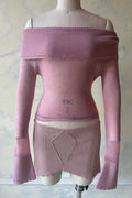 Pointelle Knit Off-Shoulder Top in Puce Sample
