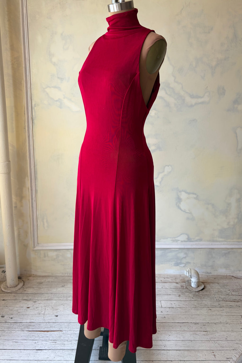 Mock Neck Supermodel Dress in Scarlet Sample