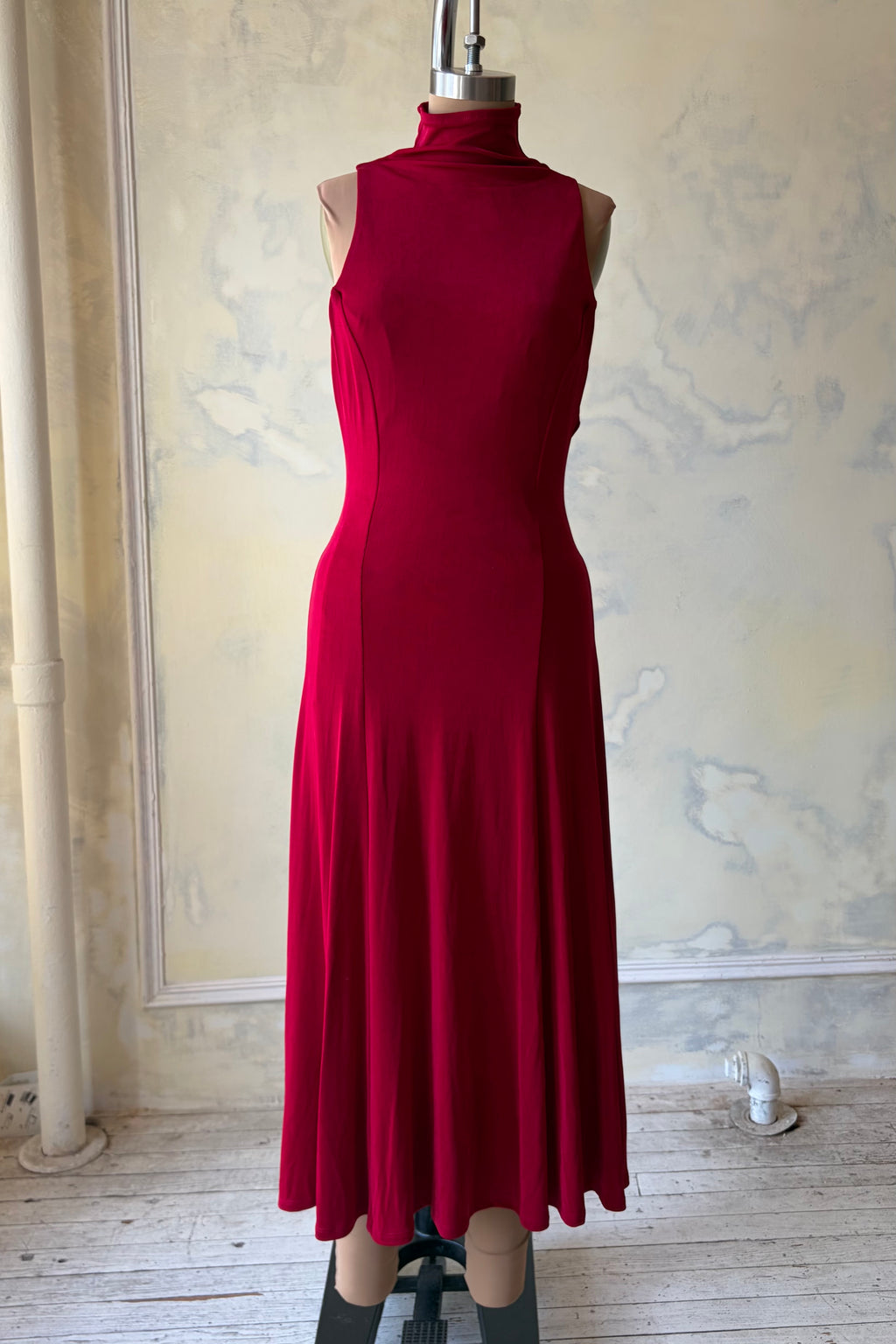Mock Neck Supermodel Dress in Scarlet Sample