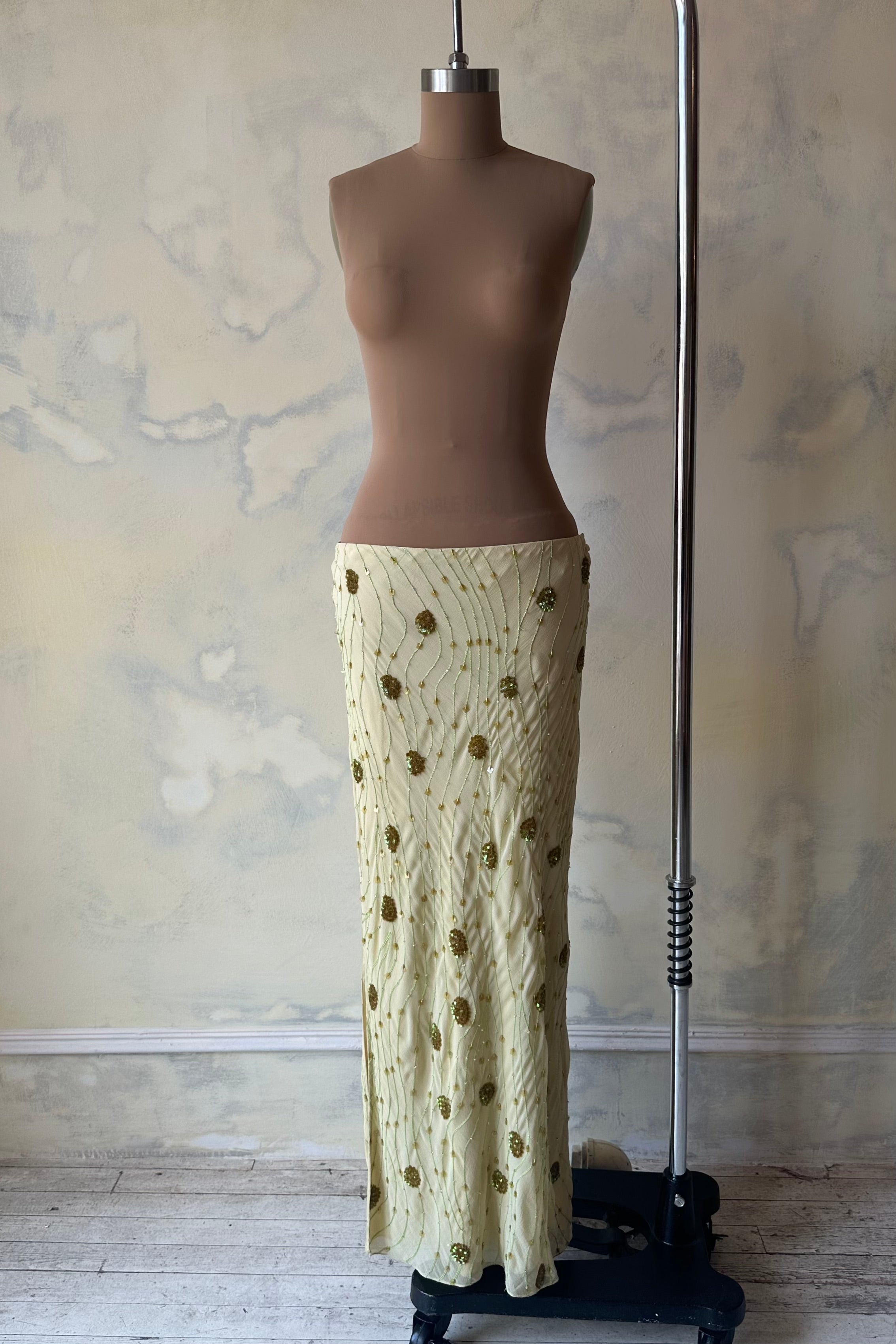 Beaded Skirt in Lime