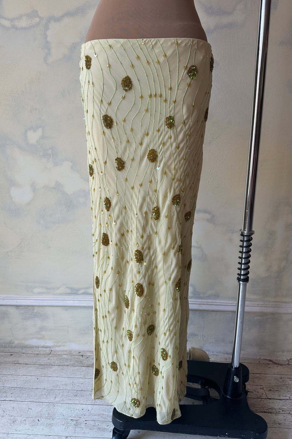 Beaded Skirt in Lime