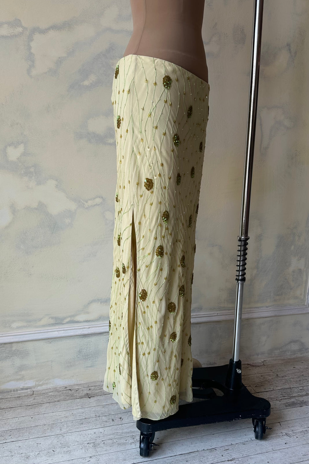 Beaded Skirt in Lime
