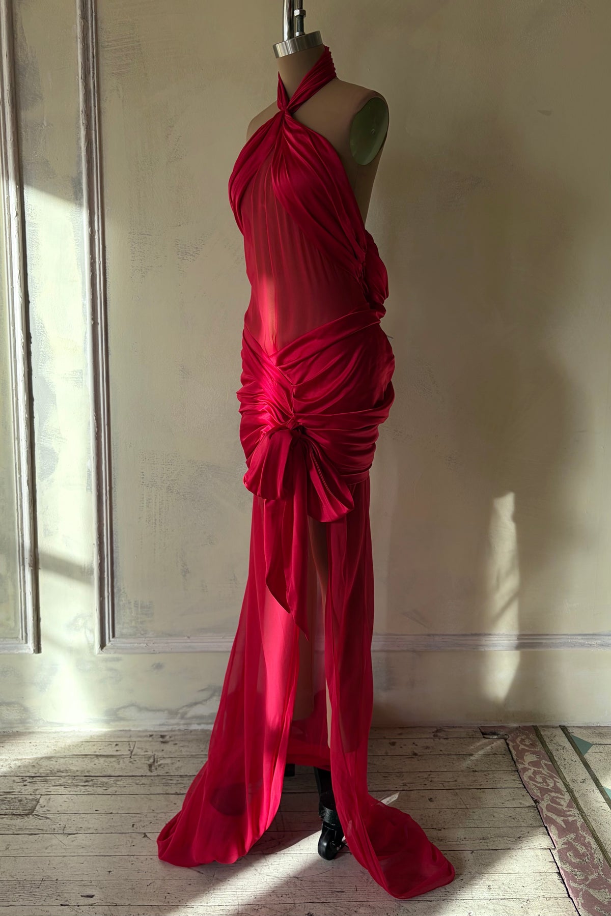 Bow Wrap Dress in Scarlet