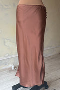 Low Rise Bias Skirt in Toffee Sample