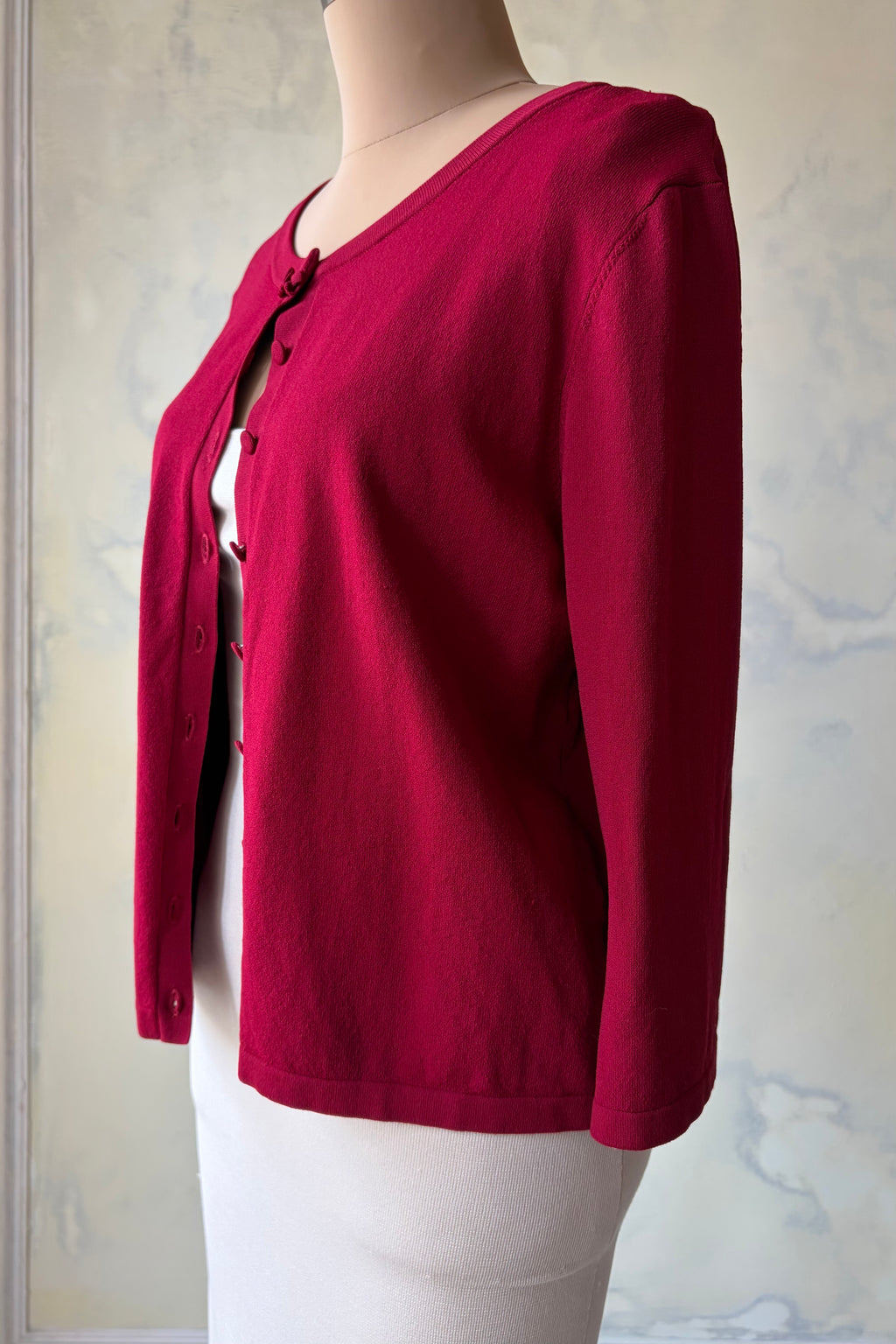 Cropped Cardigan in Ruby Sample