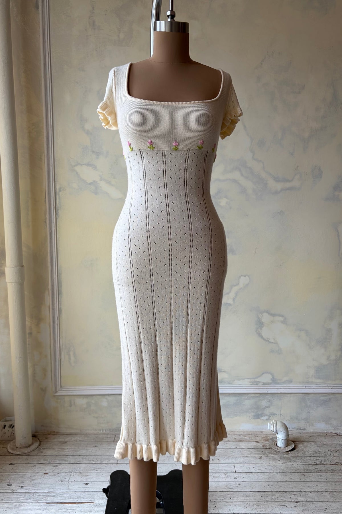 Tulip Knit Lady Dress in Butter with Lining? Sample