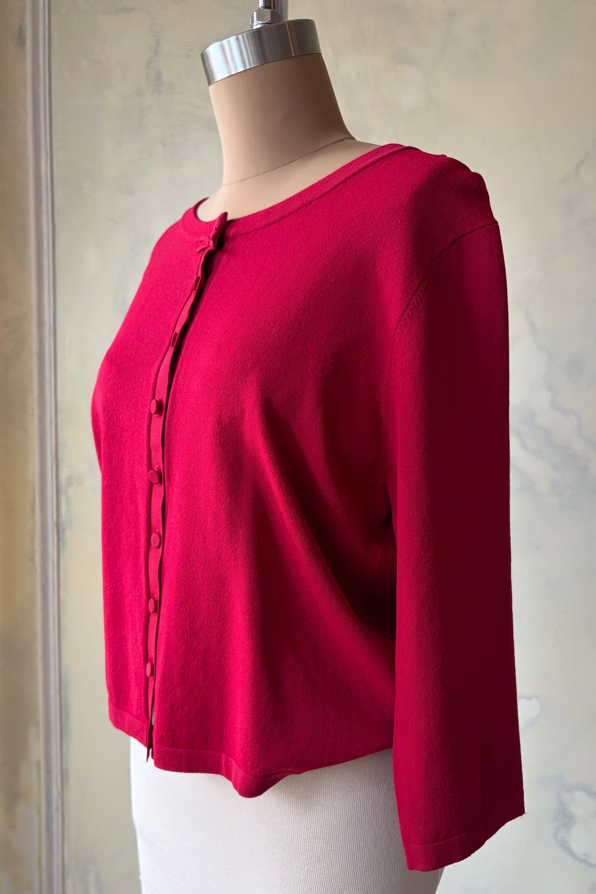 Cropped Cardigan in Cherry Sample