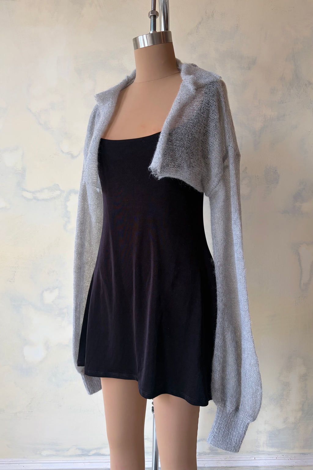 Drawstring Cardigan in Kitten Grey Sample