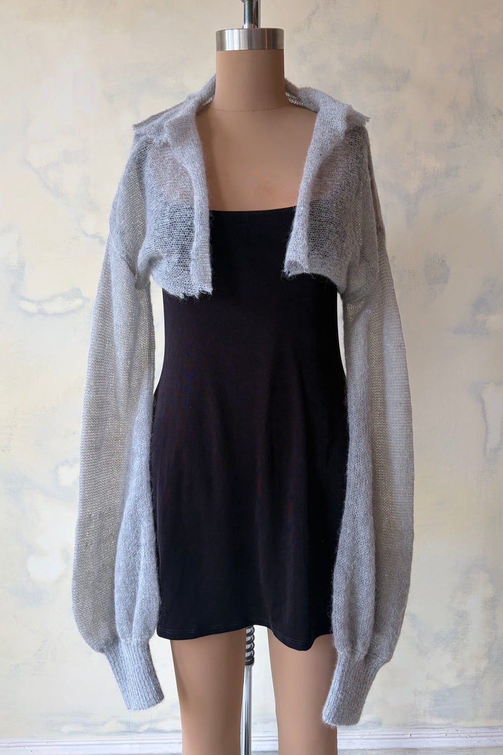 Drawstring Cardigan in Kitten Grey Sample