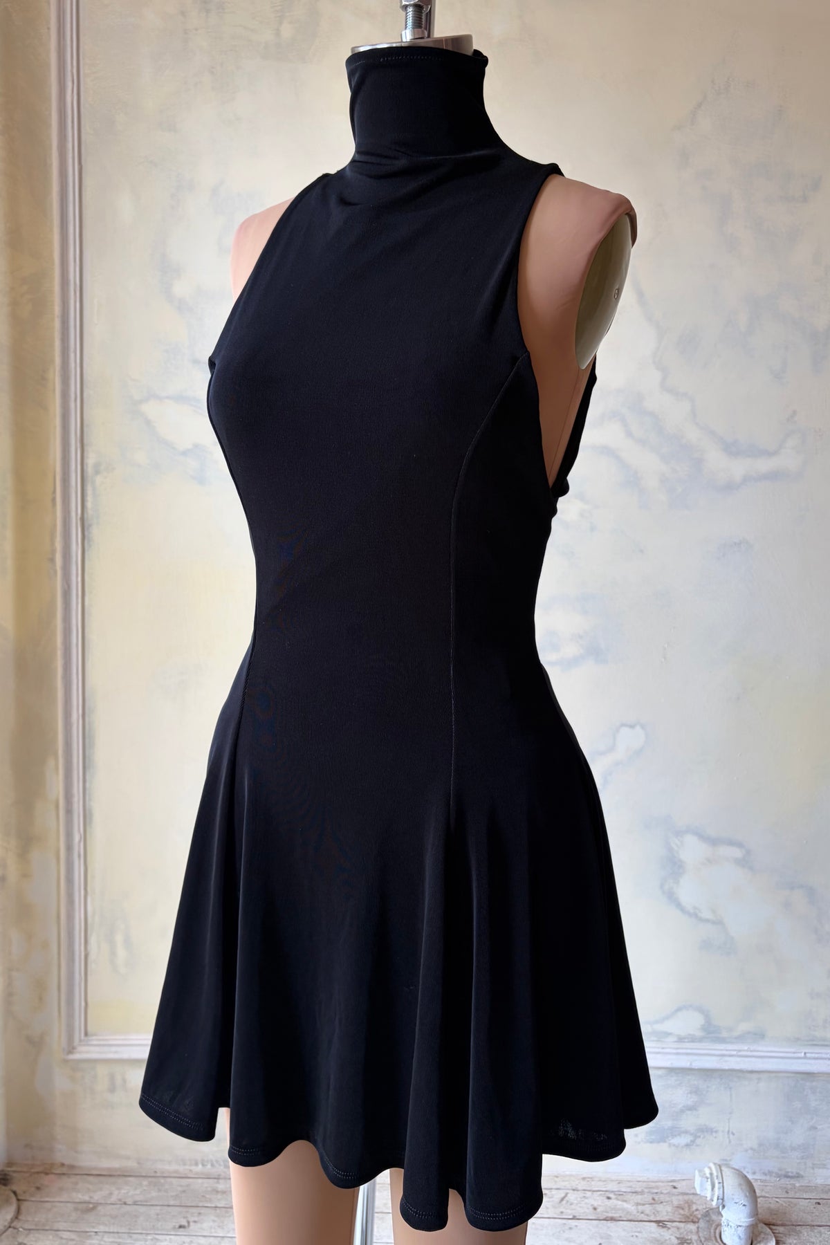 Mock Neck Supermodel Mini Dress in Noir Sample
