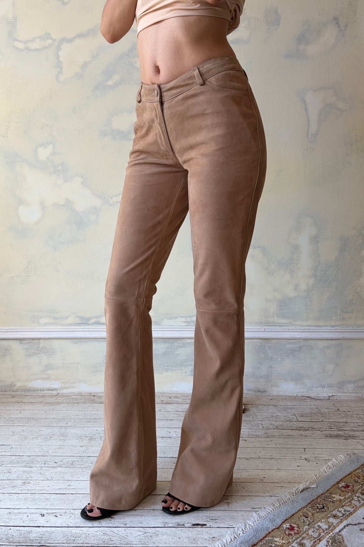 Mid Rise Cowboy Pant in Suede Unreleased Sample