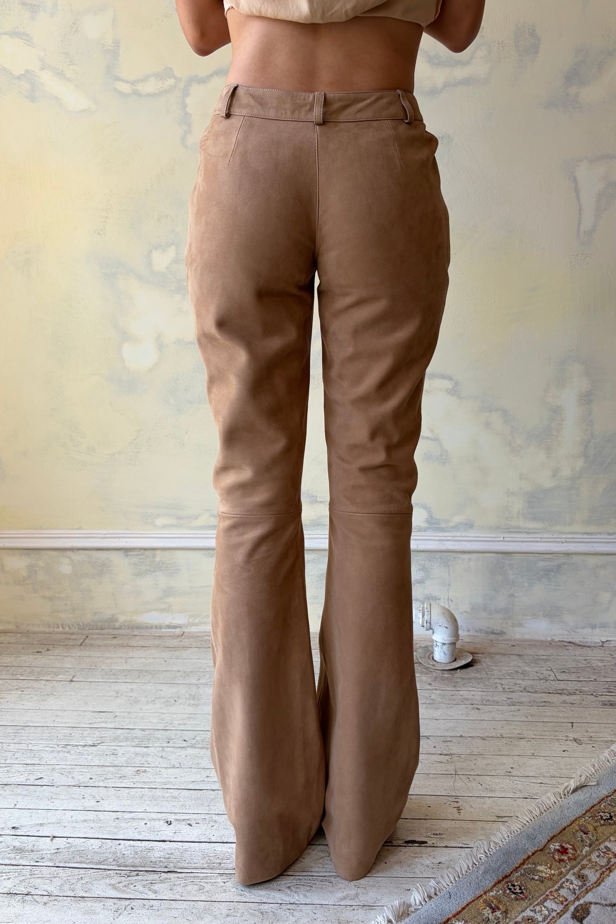Mid Rise Cowboy Pant in Suede Unreleased Sample