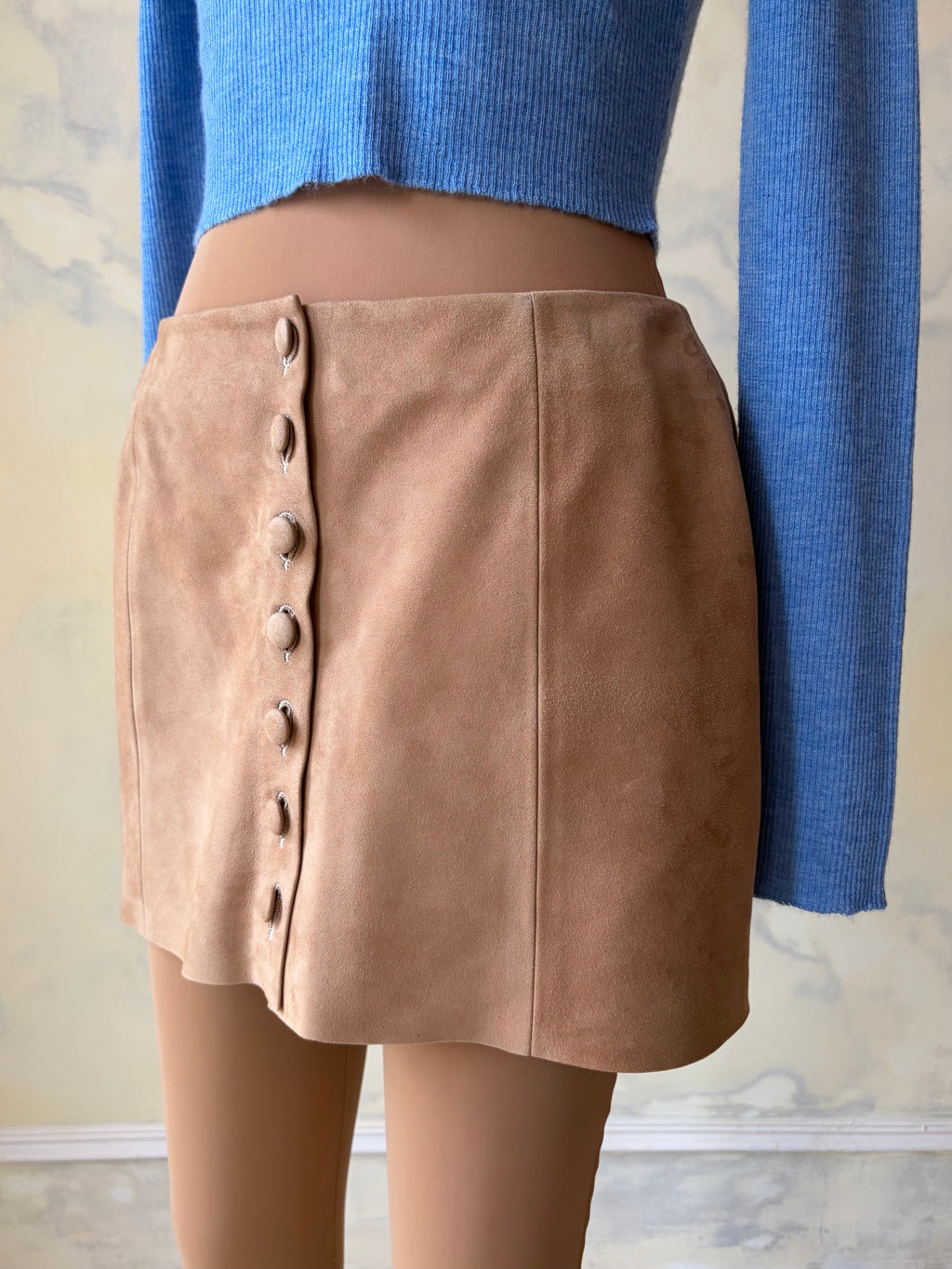 High Waisted Mini Skirt in Suede Unreleased Sample