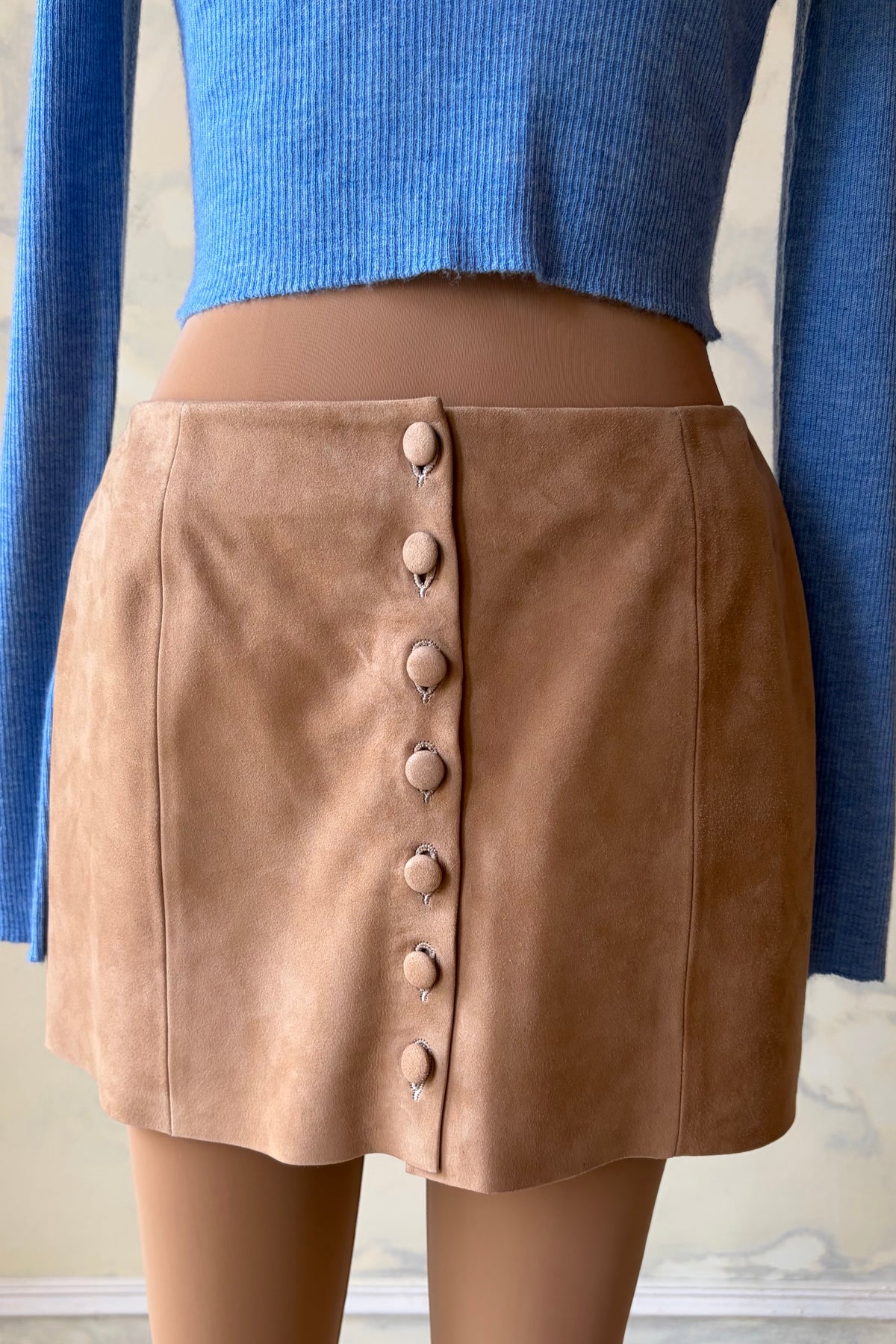 High Waisted Mini Skirt in Suede Unreleased Sample