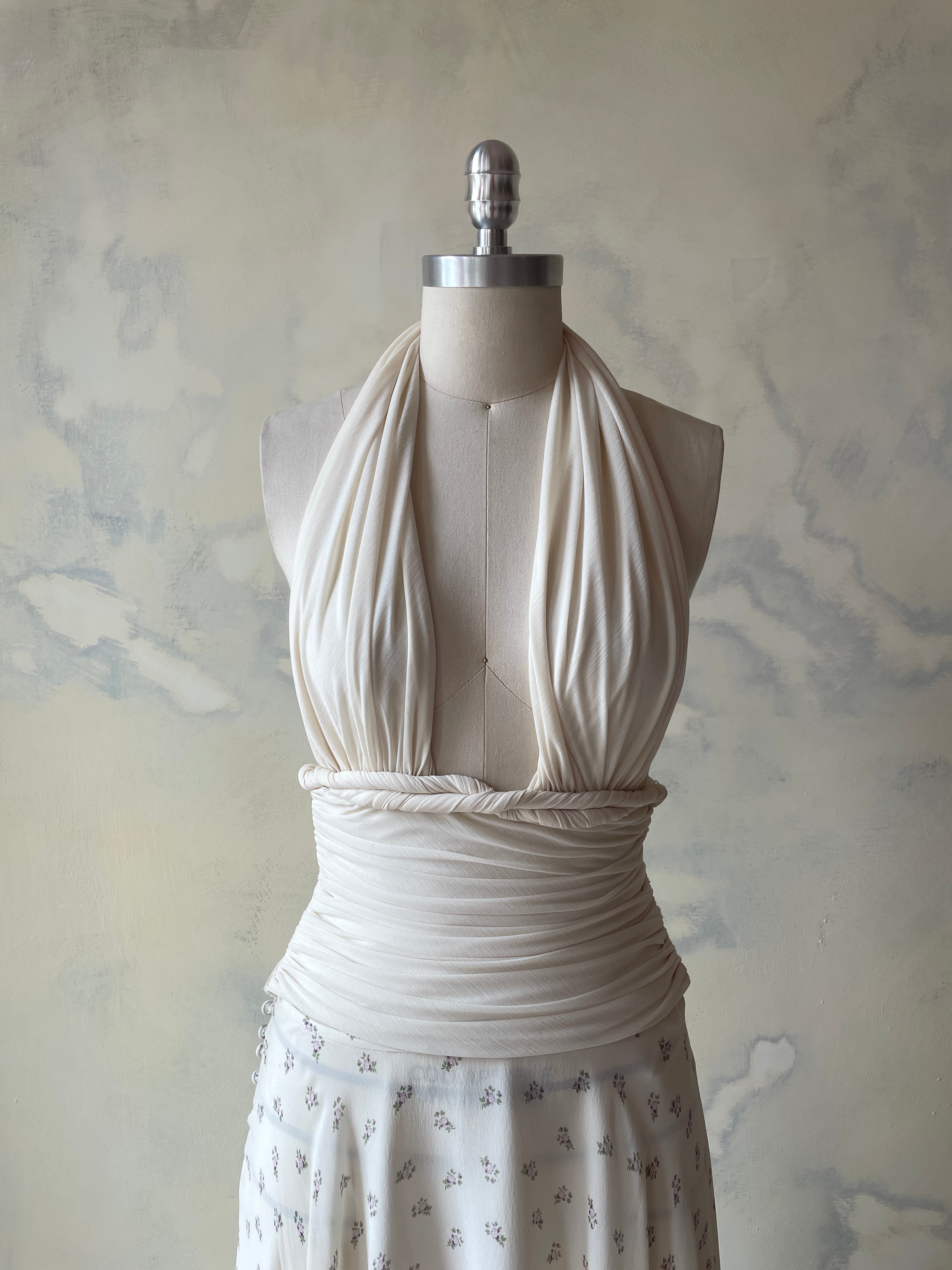 Cabana Halter Top in Creme Sample