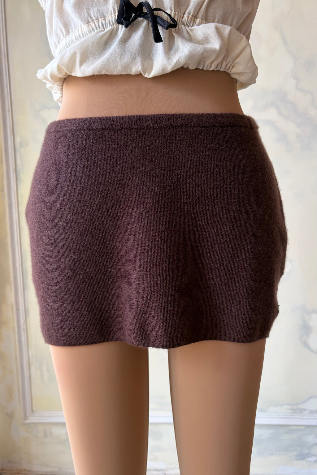 Knit Lace Mini Skirt in Chocolat Unreleased Sample