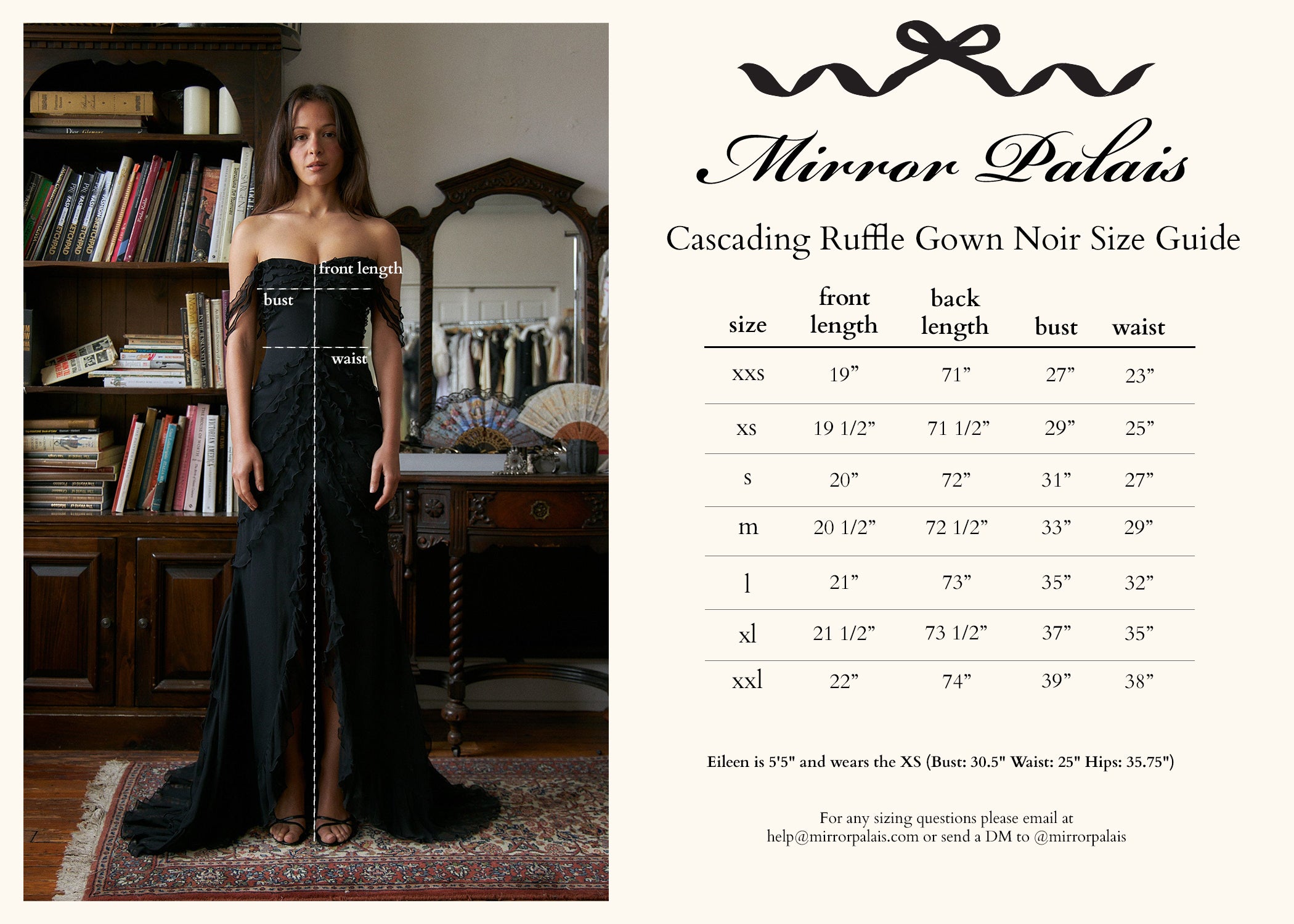 Cascading Ruffle Gown Lined in Noir – Mirror Palais