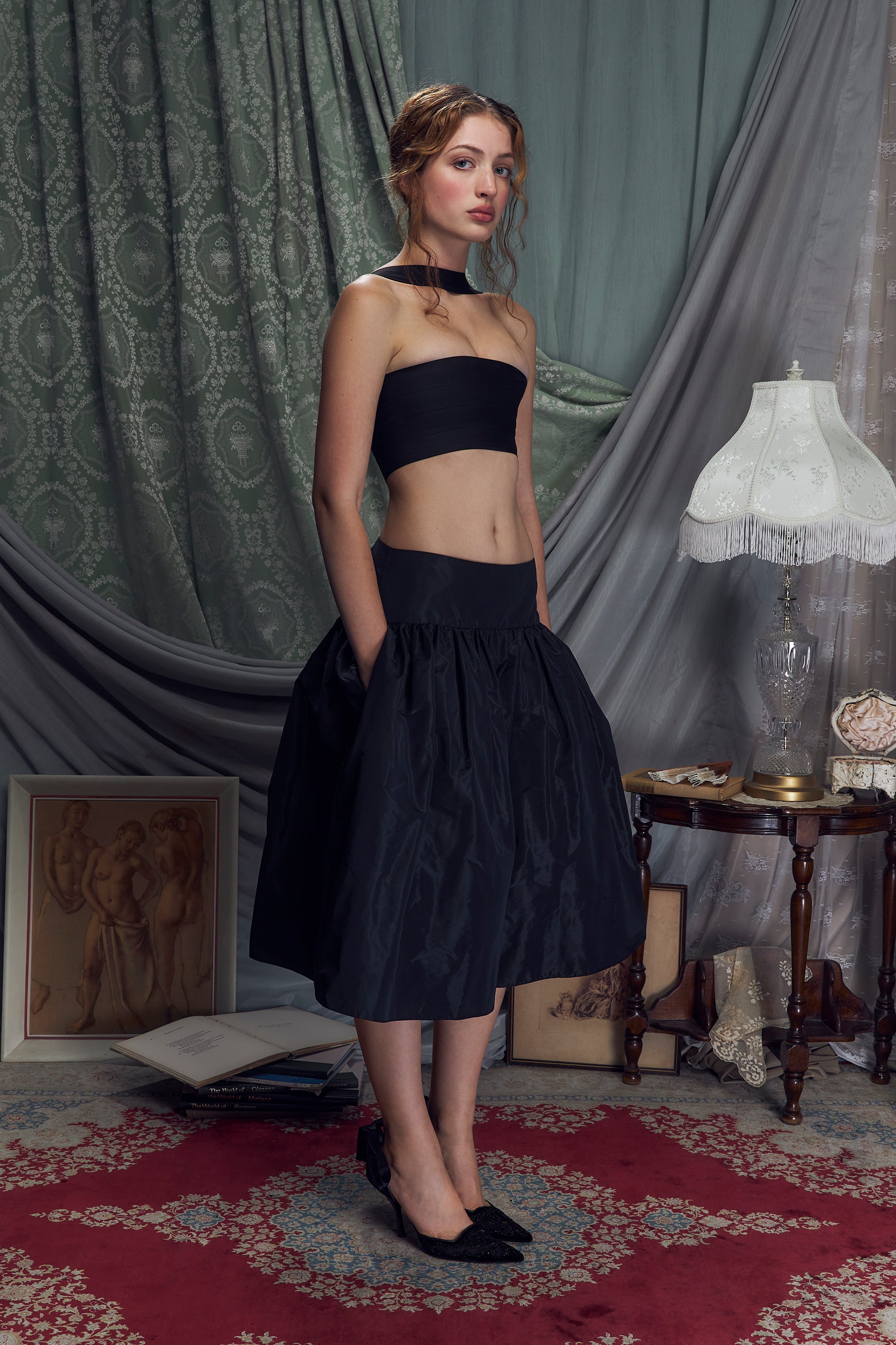 Taffeta Skirt Noir Lady Length