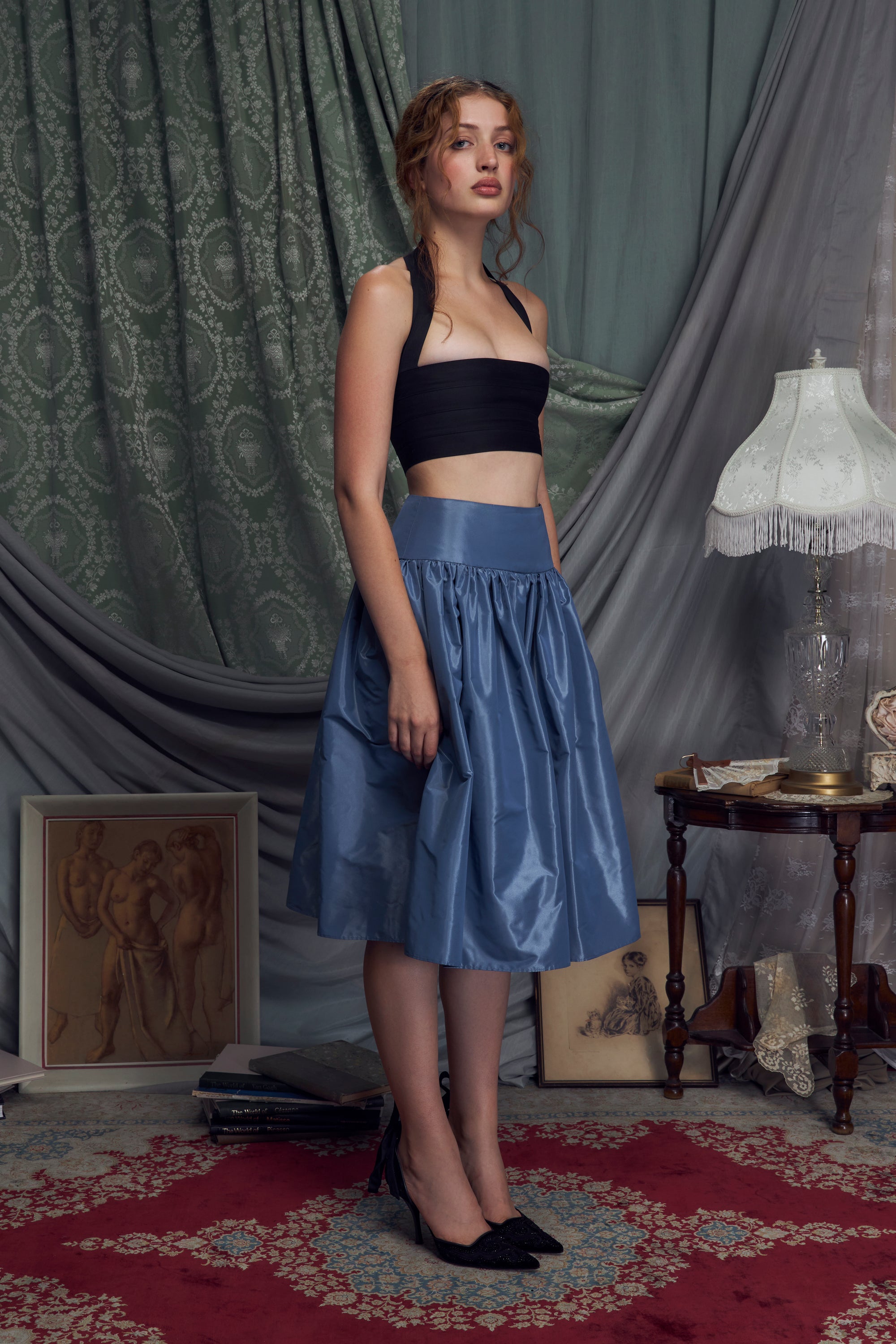 Taffeta Skirt Duchess Blue Lady Length