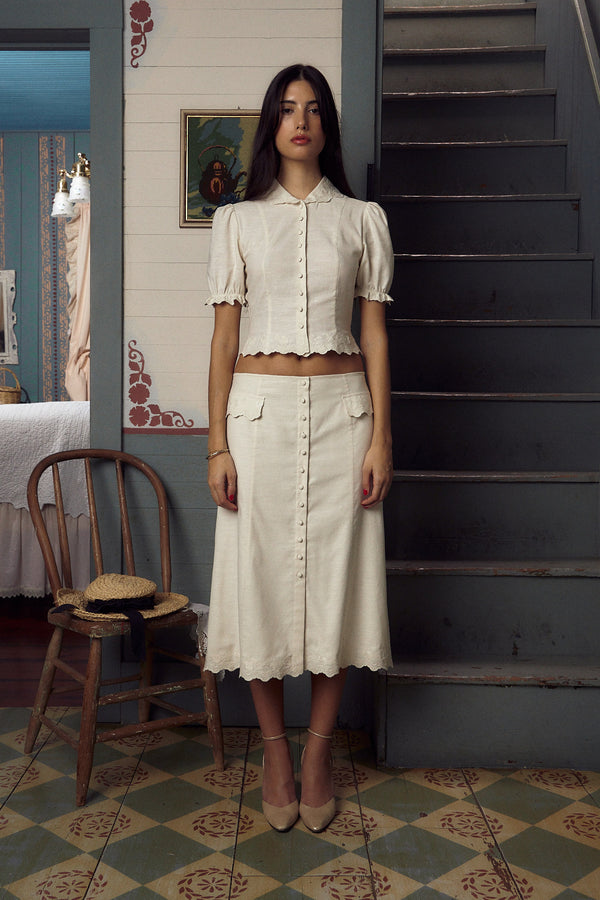 Dorothy Lady Length Skirt in Leite - Mirror Palais