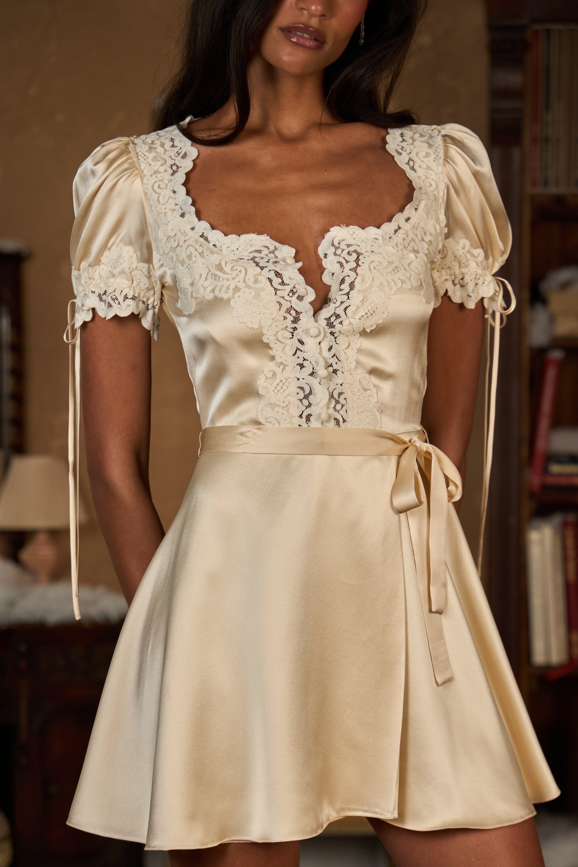 Unwrap Me Mini Dress in Butter