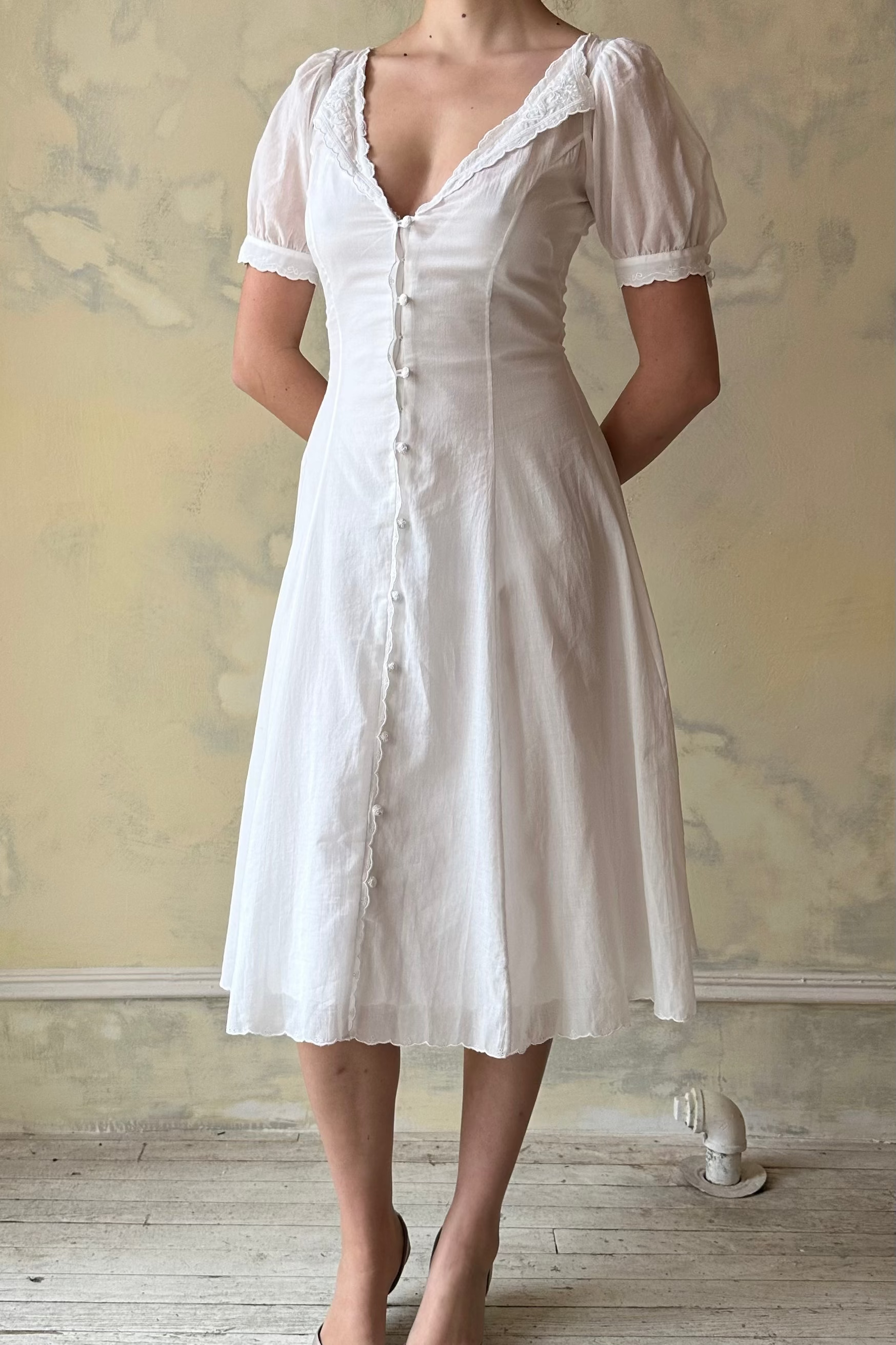 Sample Tea For Two Dress in White Rose