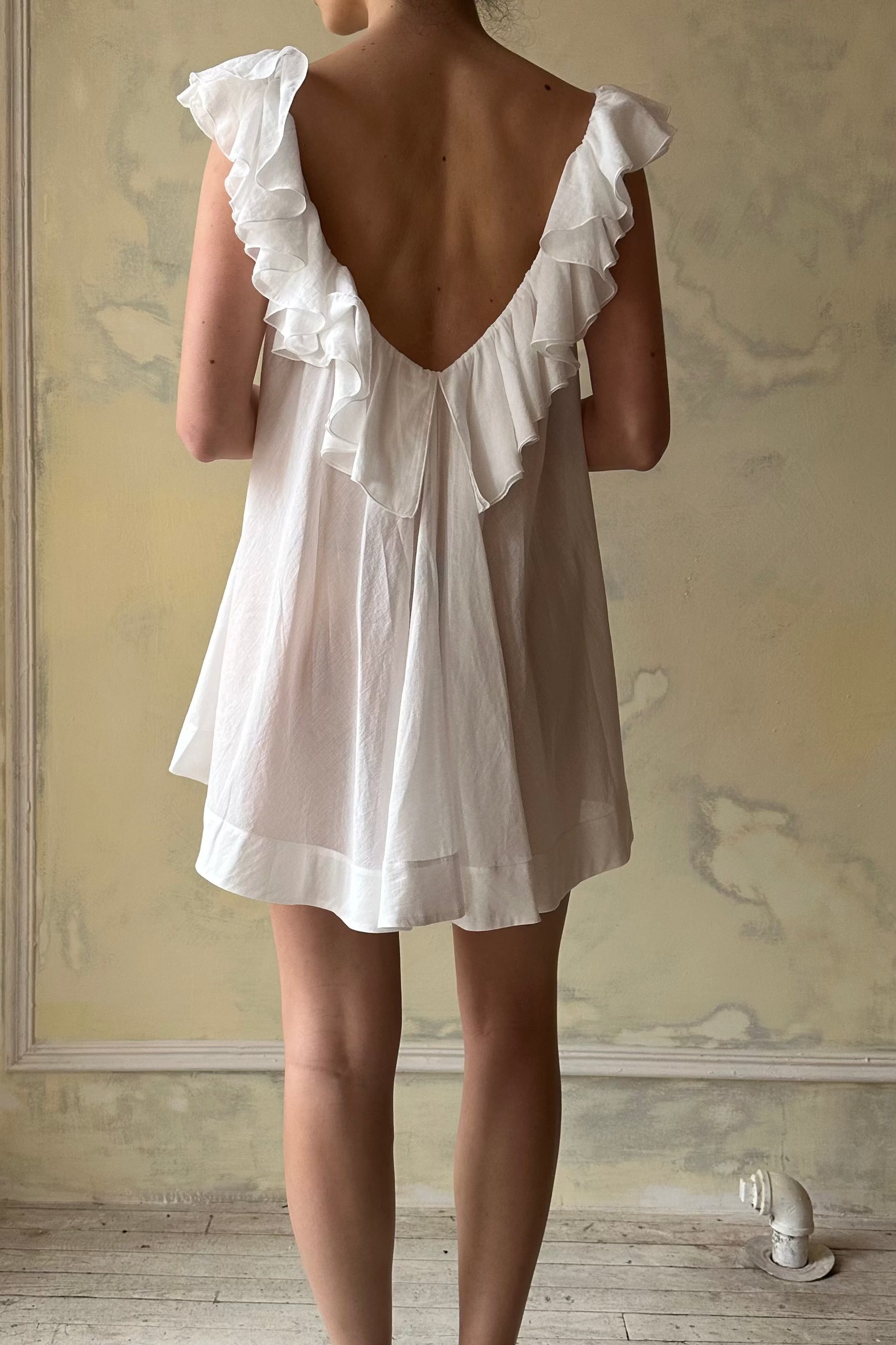 Sample Colette Baby Doll Dress in White Rose