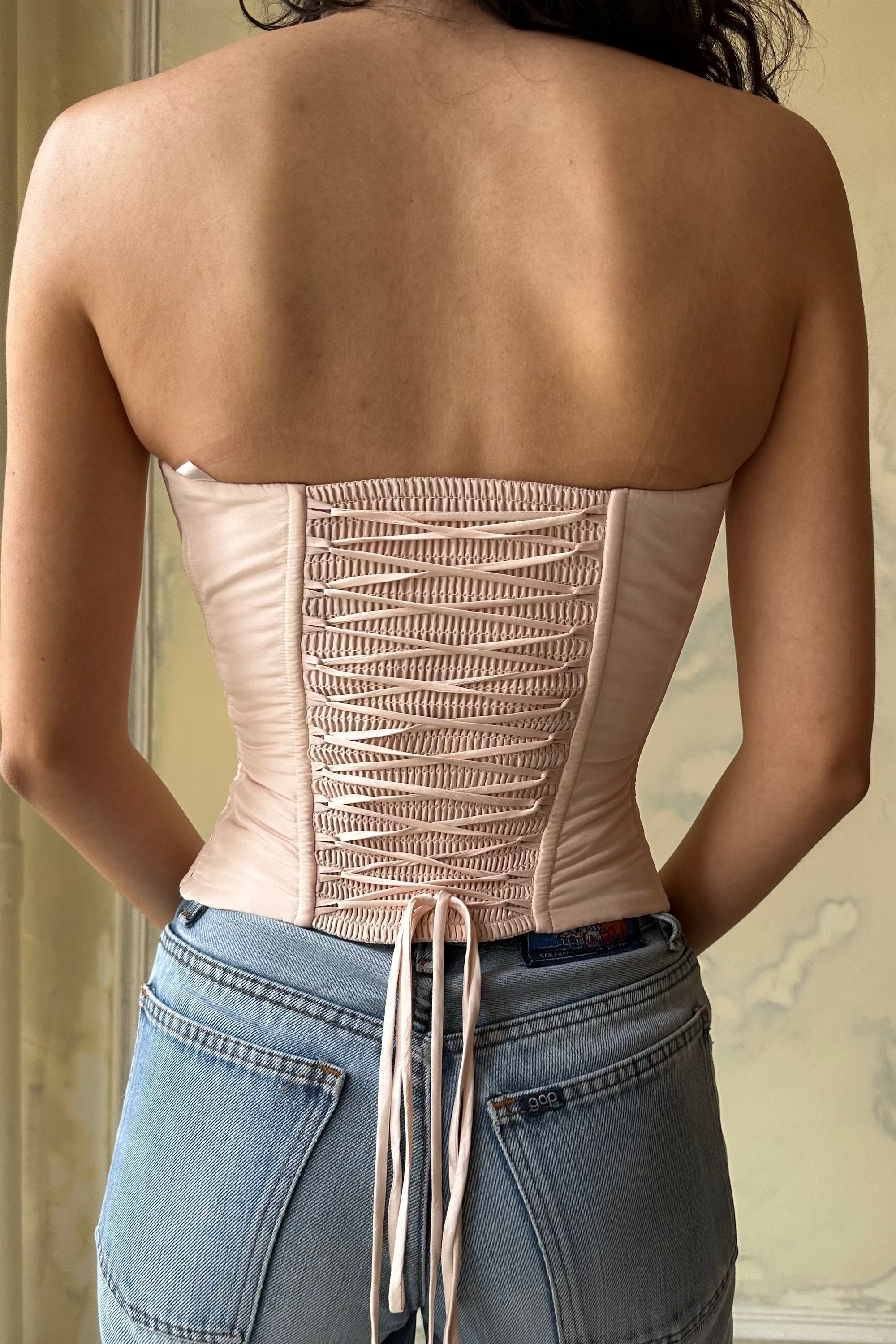 Sample Taffeta Corset in Pink Champagne