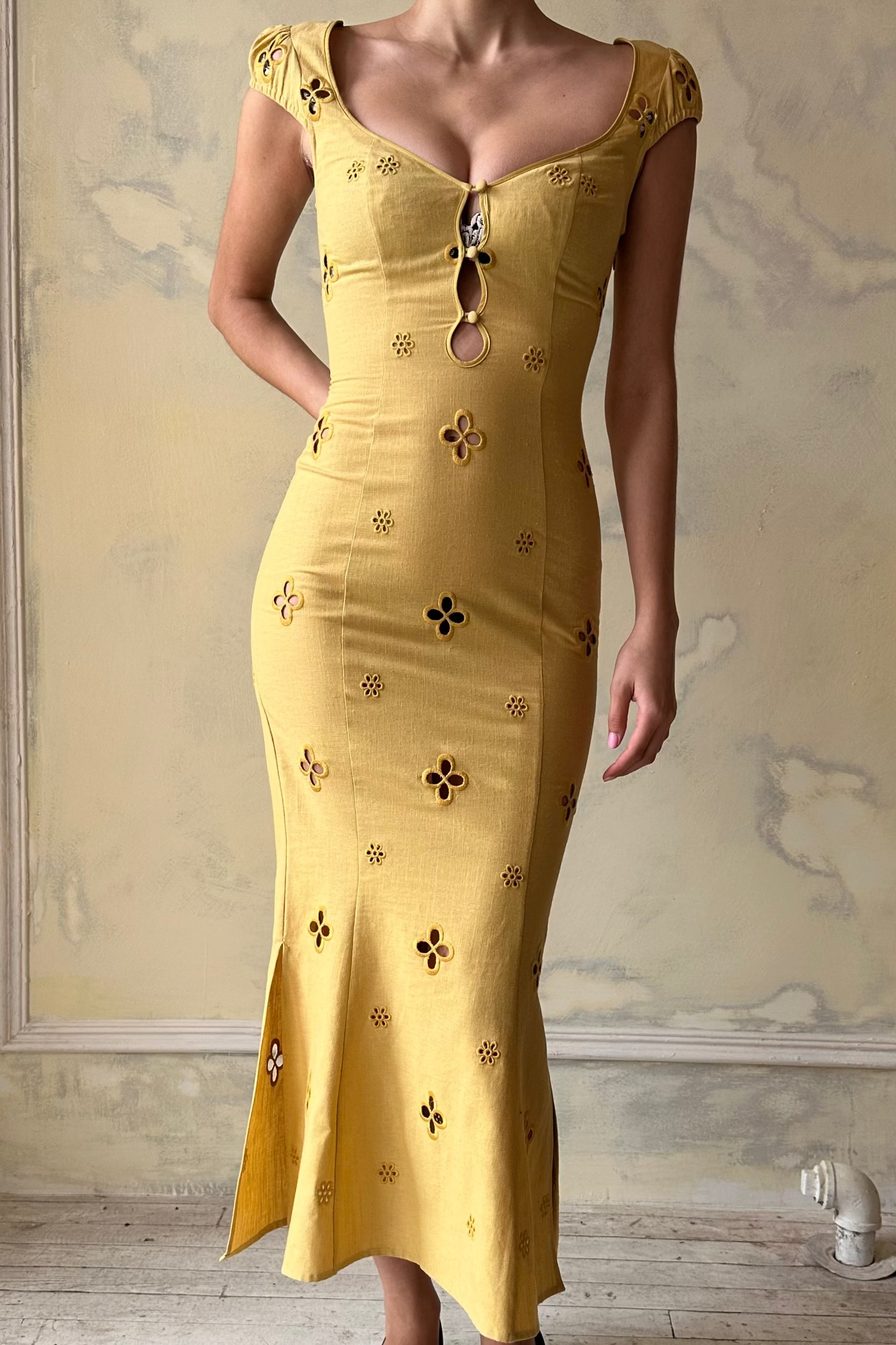 Sample Maria Dress in Yellow Ochre