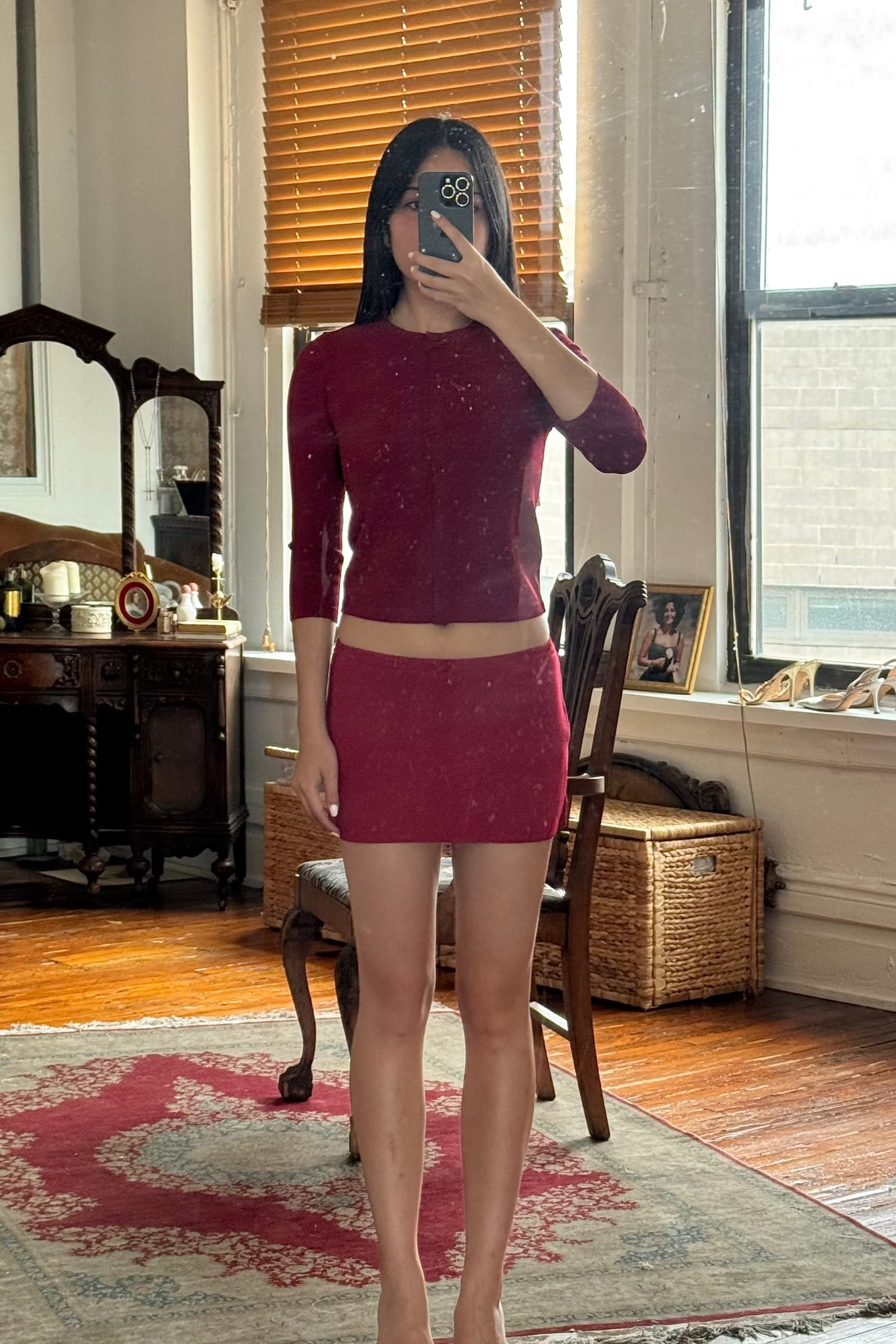 Sample The Knit Mini Skort in Ruby