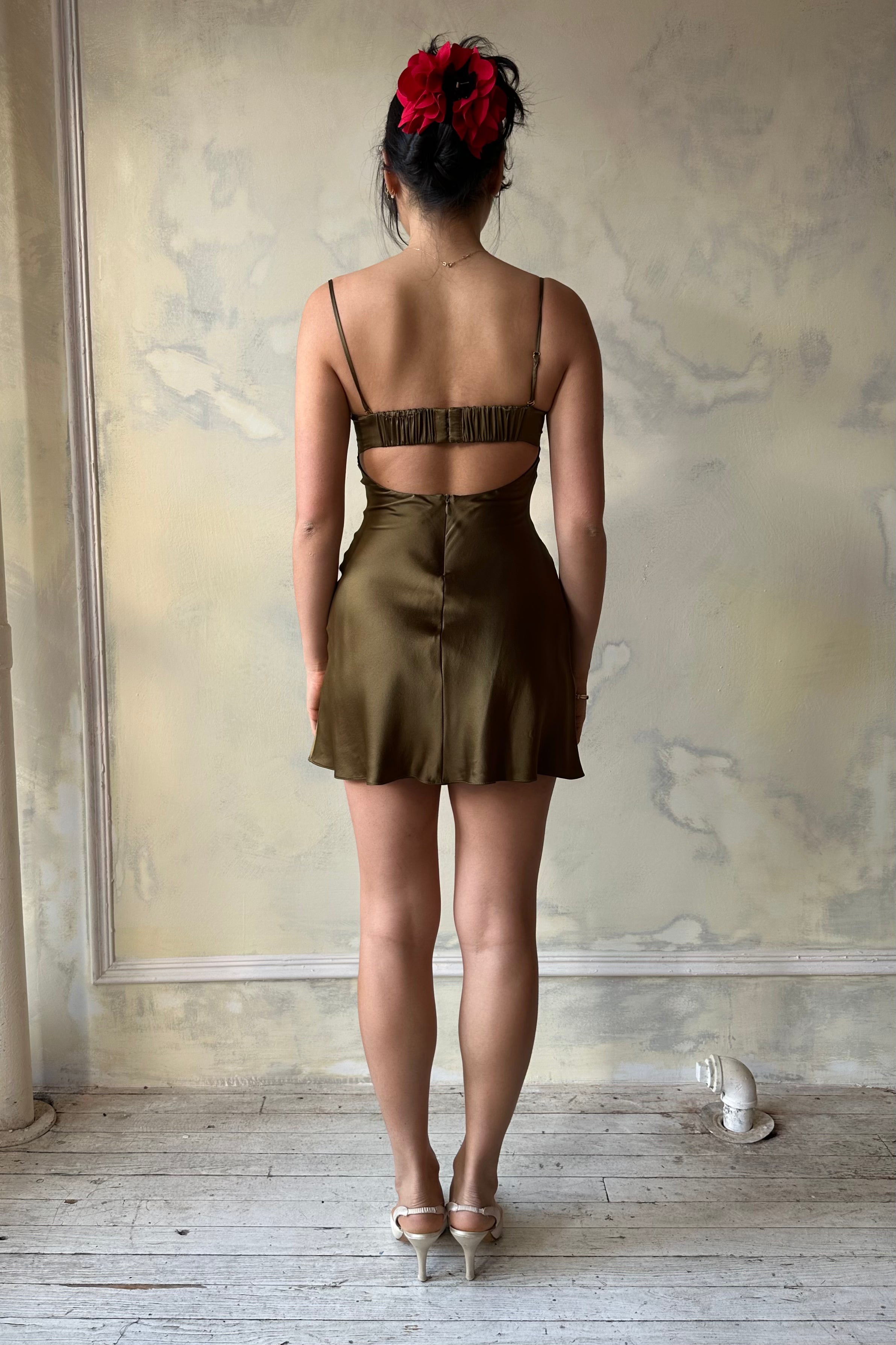 Sample Underwire Slip Dress in Olive