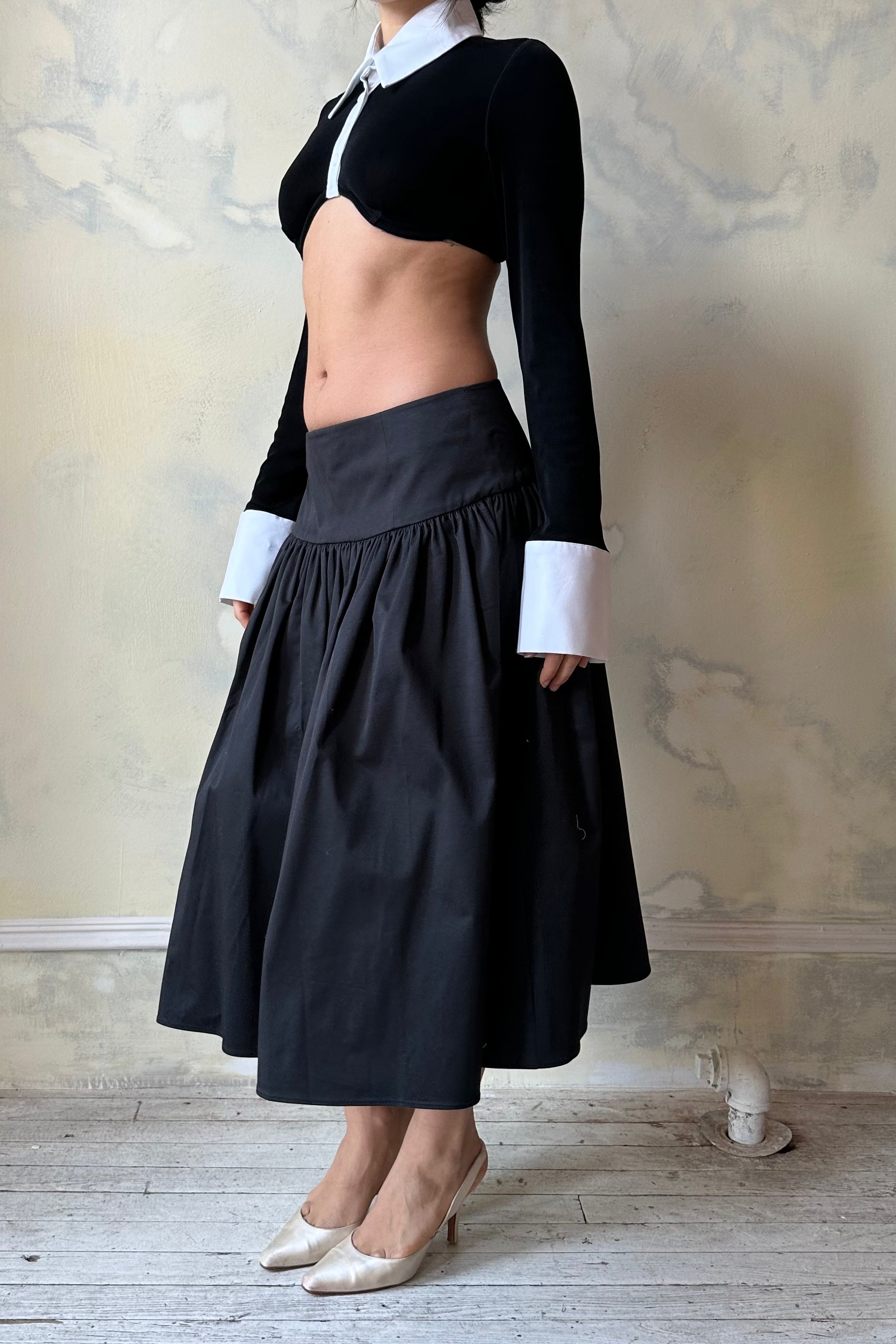 Sample Taffeta Lady Length Skirt in Noir