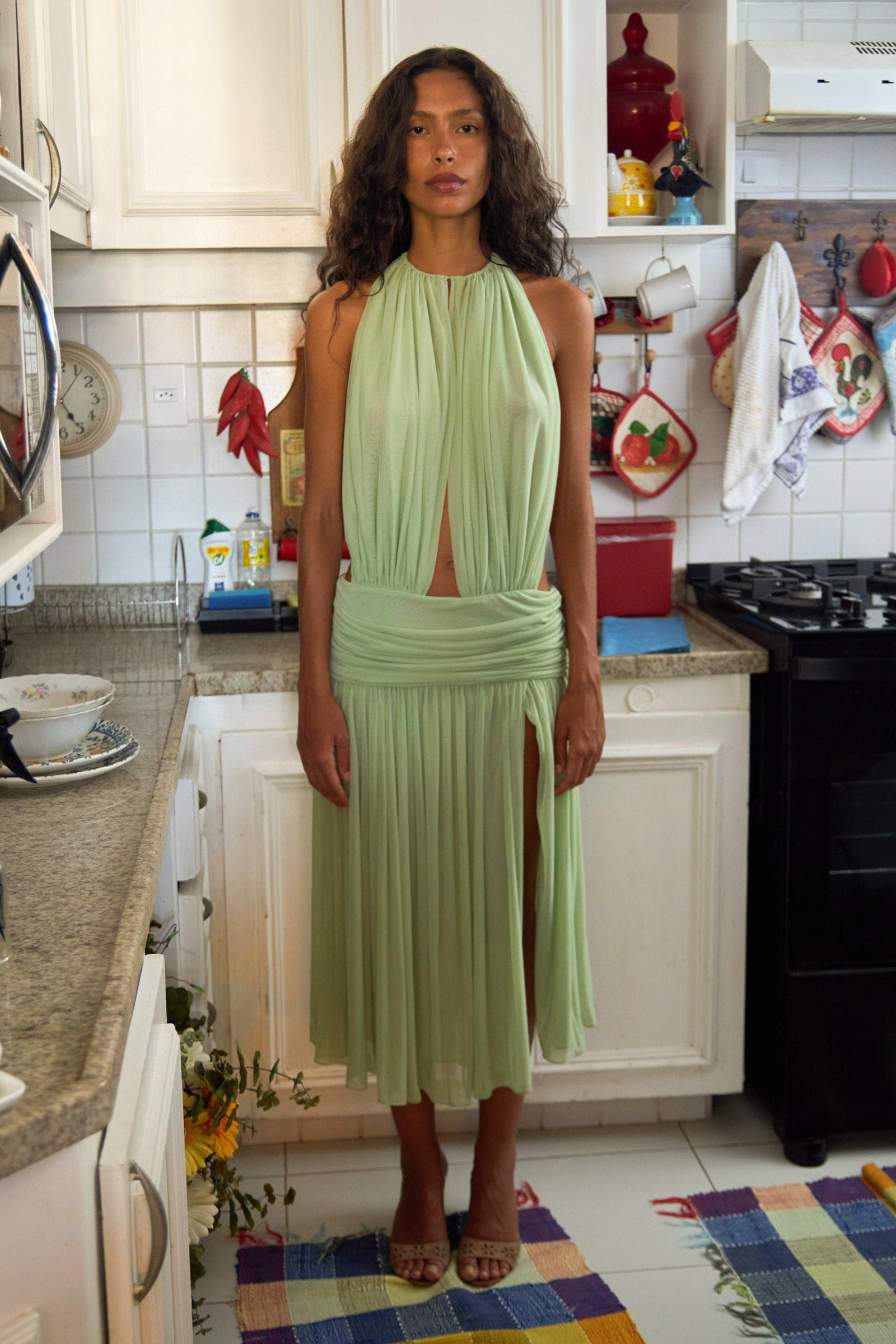 La Piscine Lady Length Dress in Pistachio