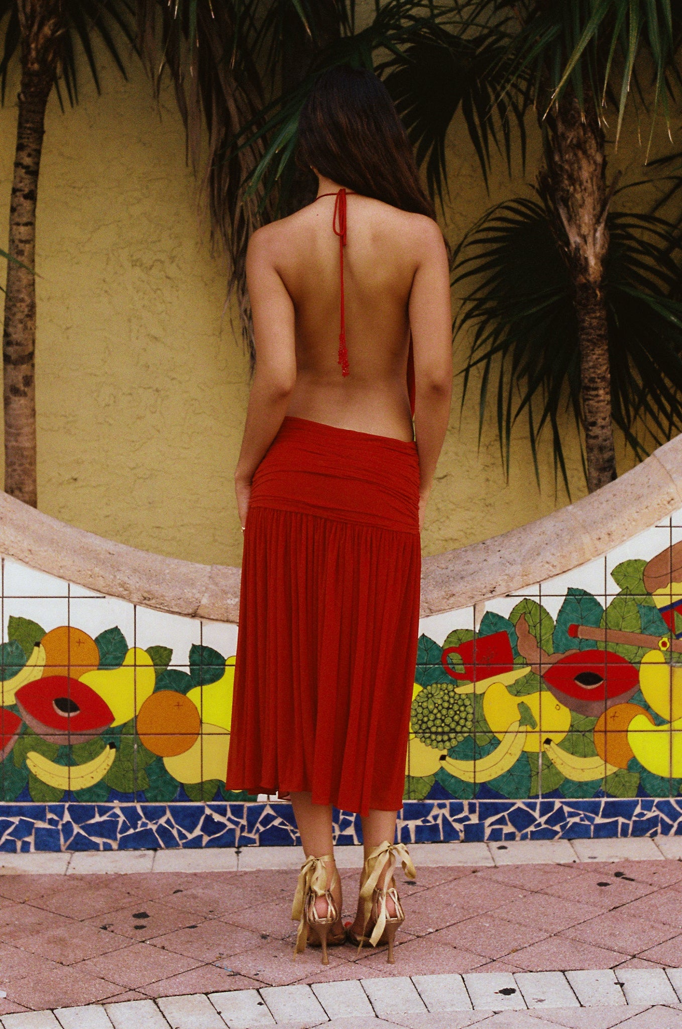 Mirror Palais La Piscine Lady Length Dress Scarlet Back 1