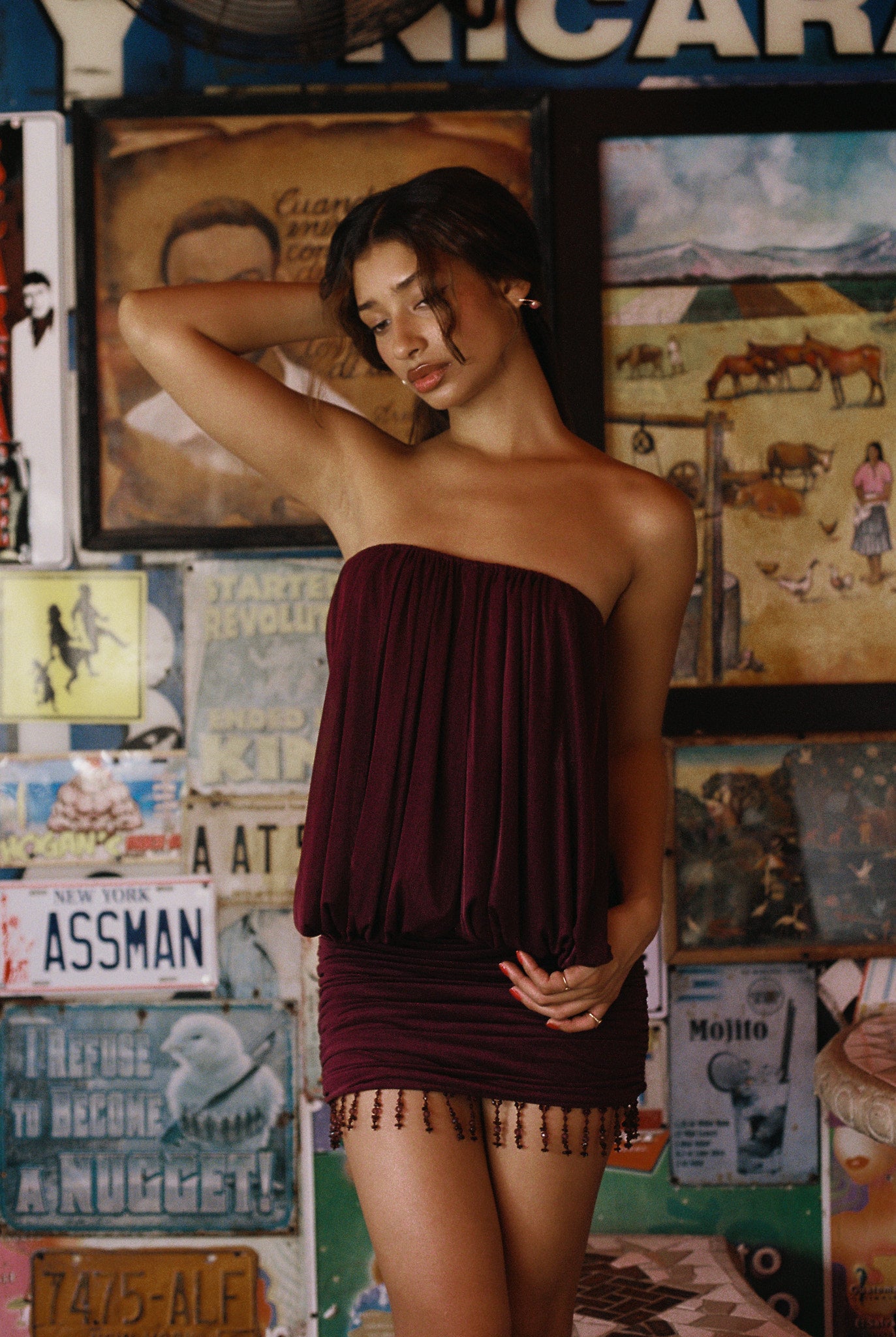 Mirror Palais La Piscine Mini Dress Chianti Front 3