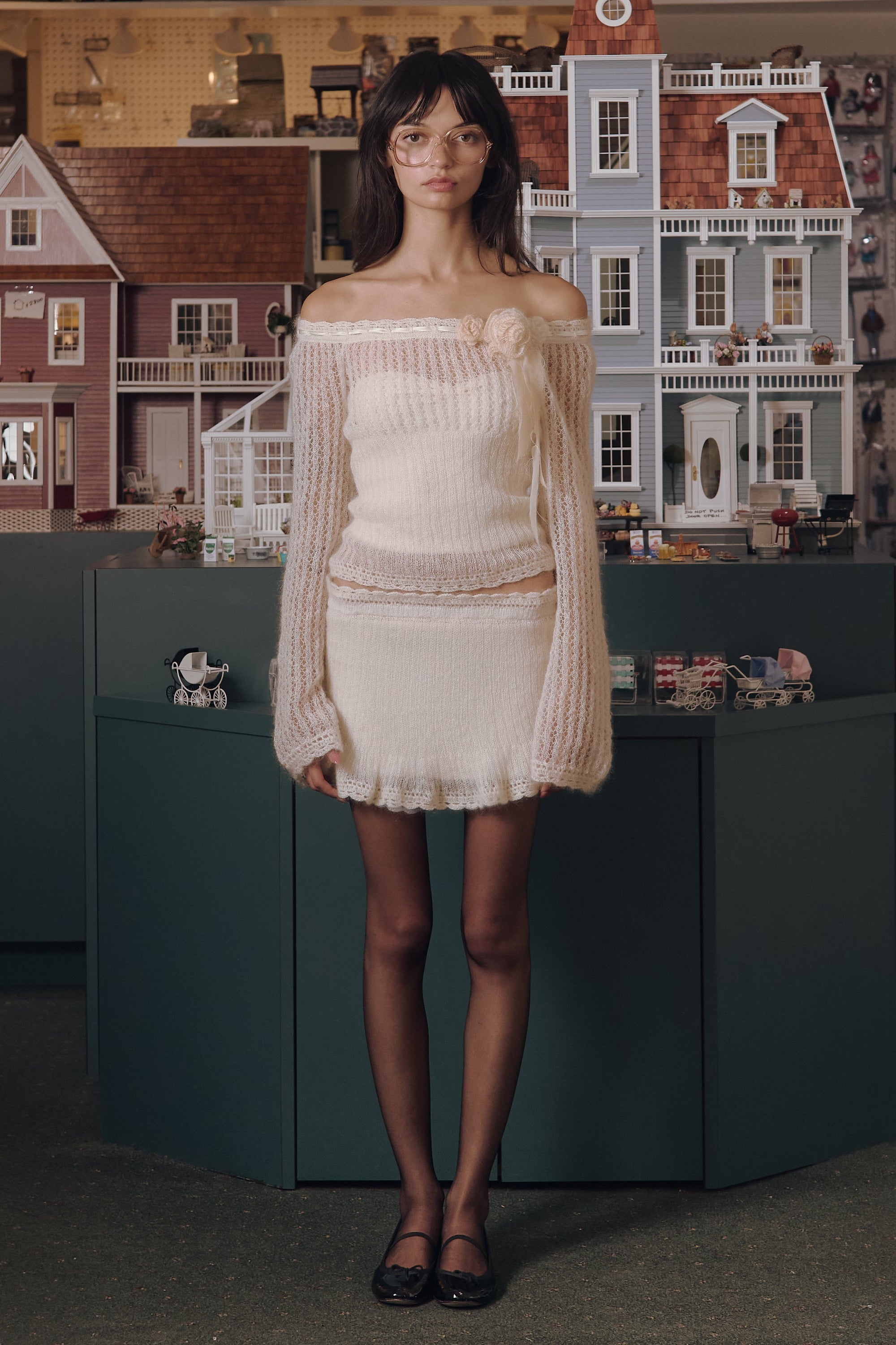 Little Lamb Knit Skirt in Crème