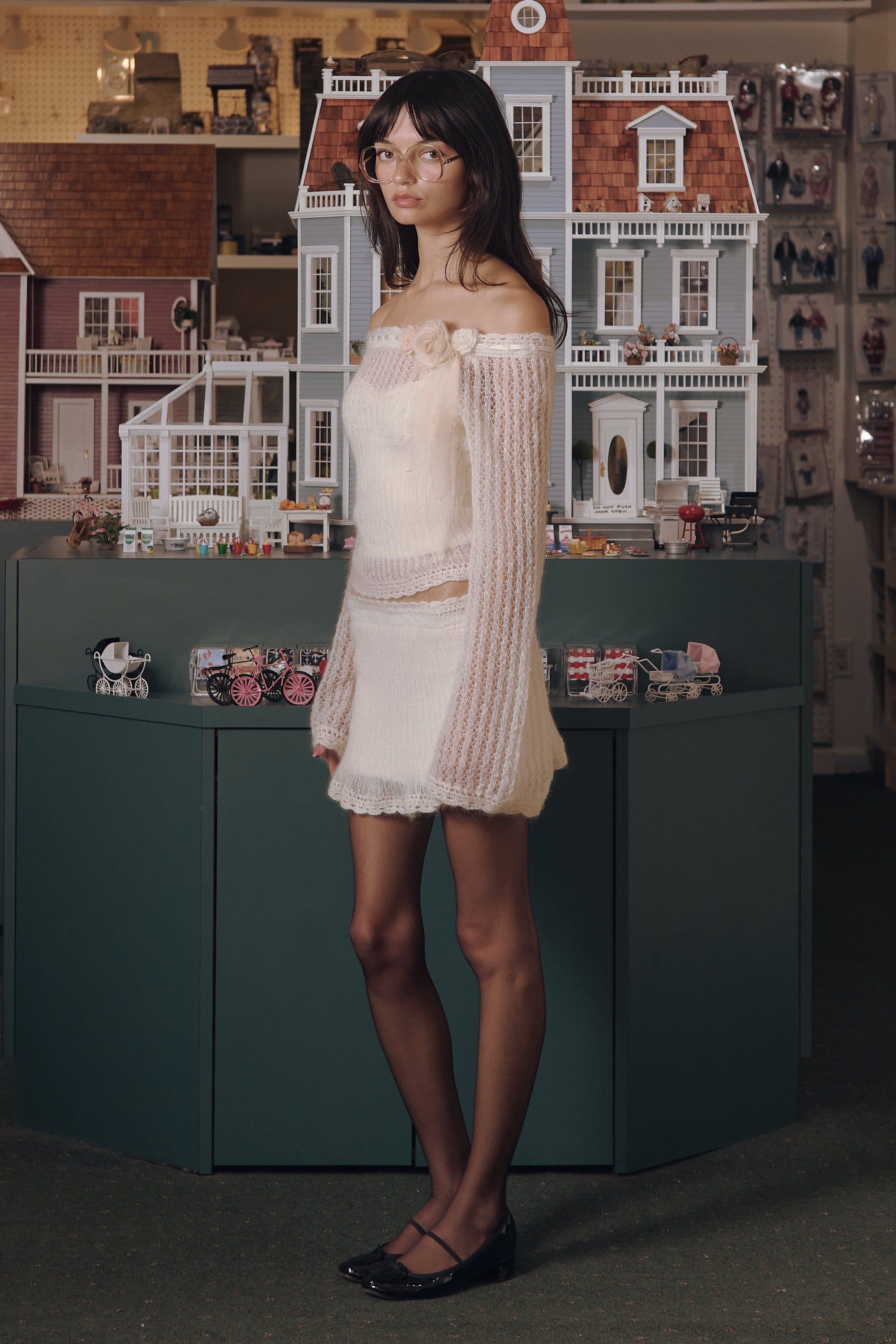 Little Lamb Knit Skirt in Crème