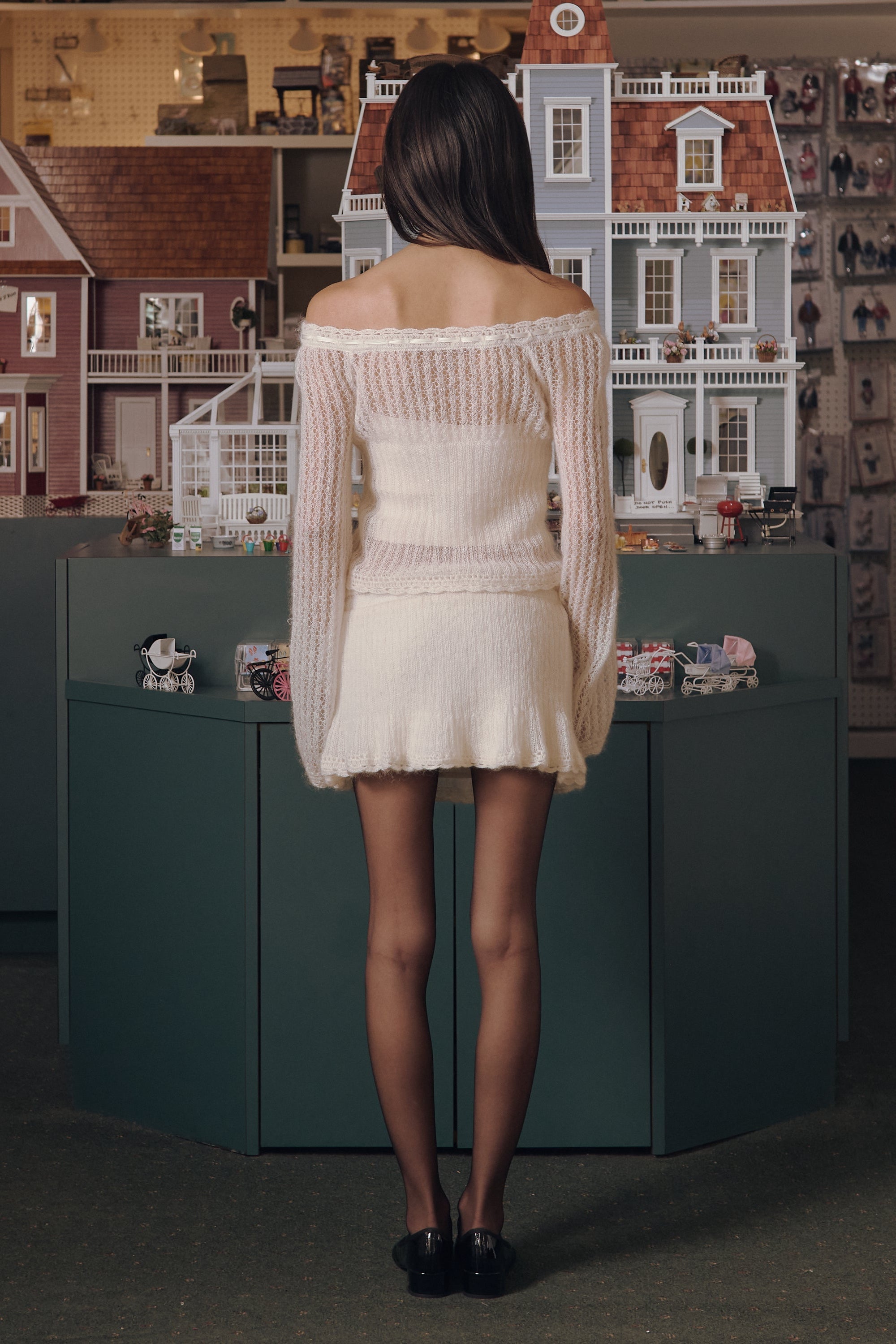 Little Lamb Knit Skirt in Crème