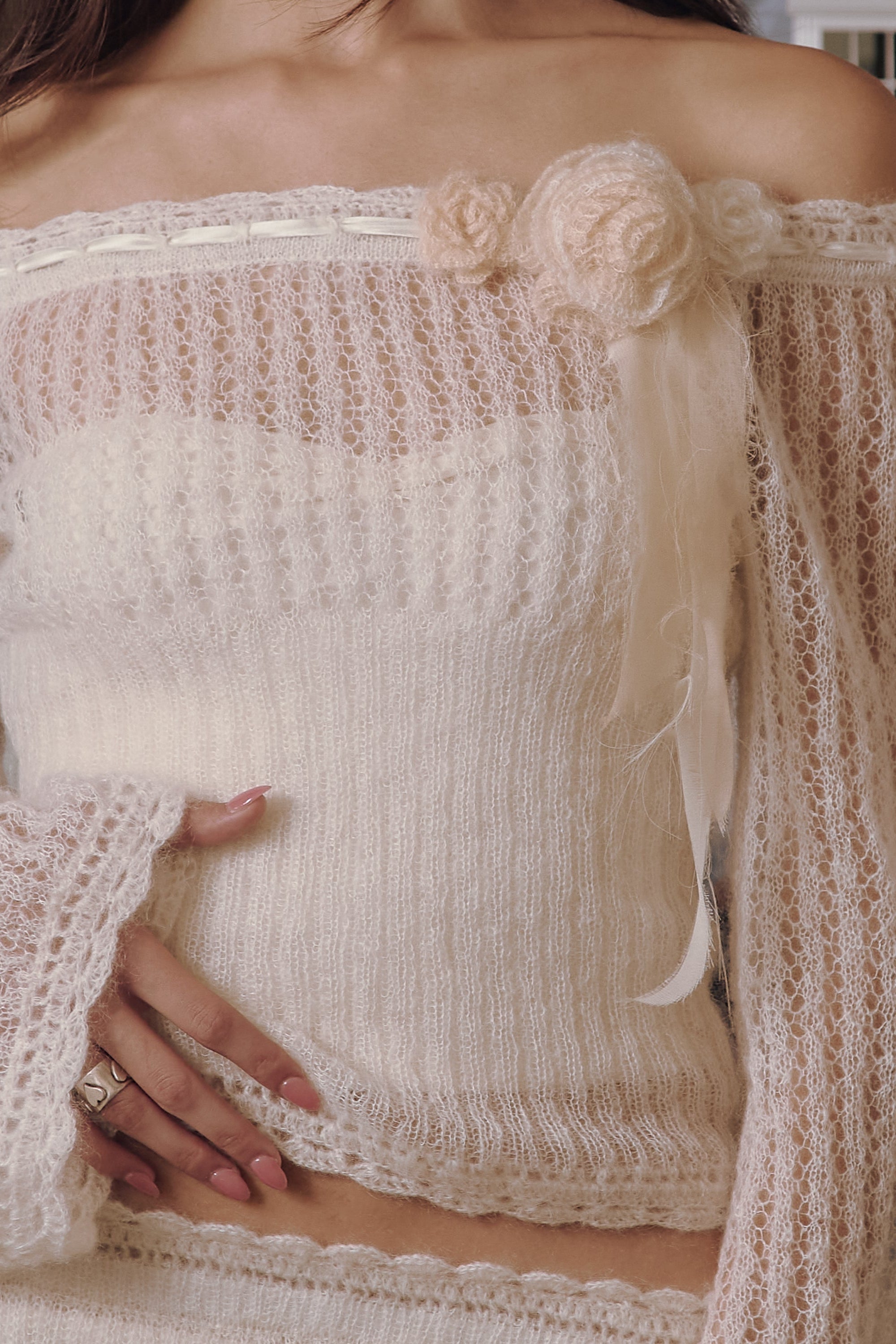 Little Lamb Knit Top in Crème
