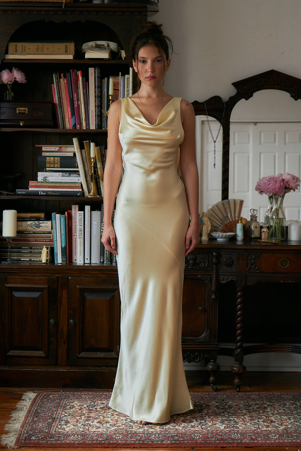 Plunging Back Cowl Dress in Butter M (Made-To-Order) Plunging Back Cowl Dress in Butter M (Made-To-Order)