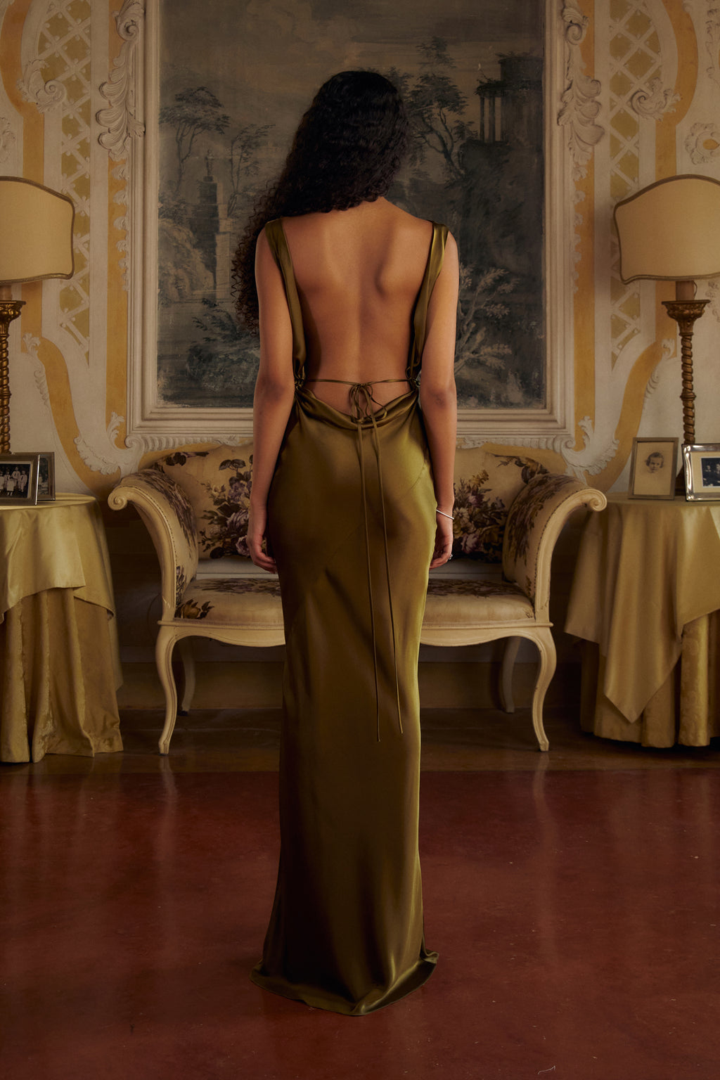 Plunging Back Cowl Dress in Olive – Mirror Palais