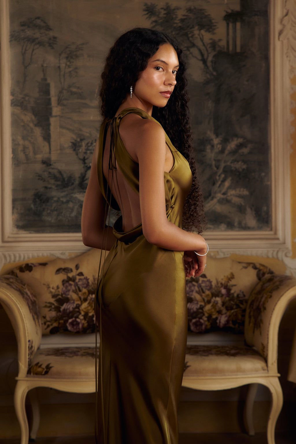 champagne gold mother of the bride dress Lara Dresses 29149 - Long Sleeve V-Neck Mother of the Bride Gown 18 / Champagne main image 0