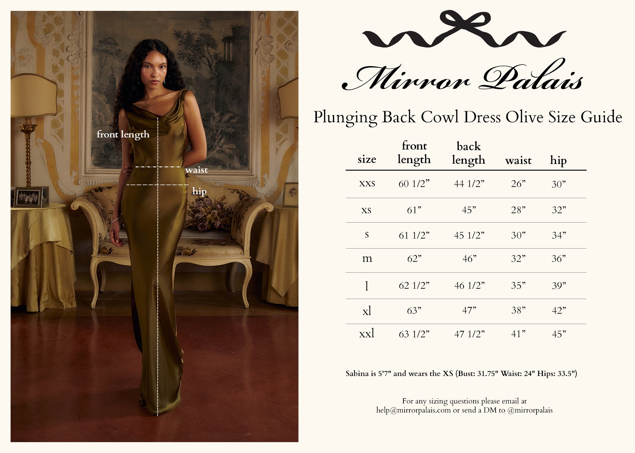 Plunging Back Cowl Dress in Olive  Mirror Palais