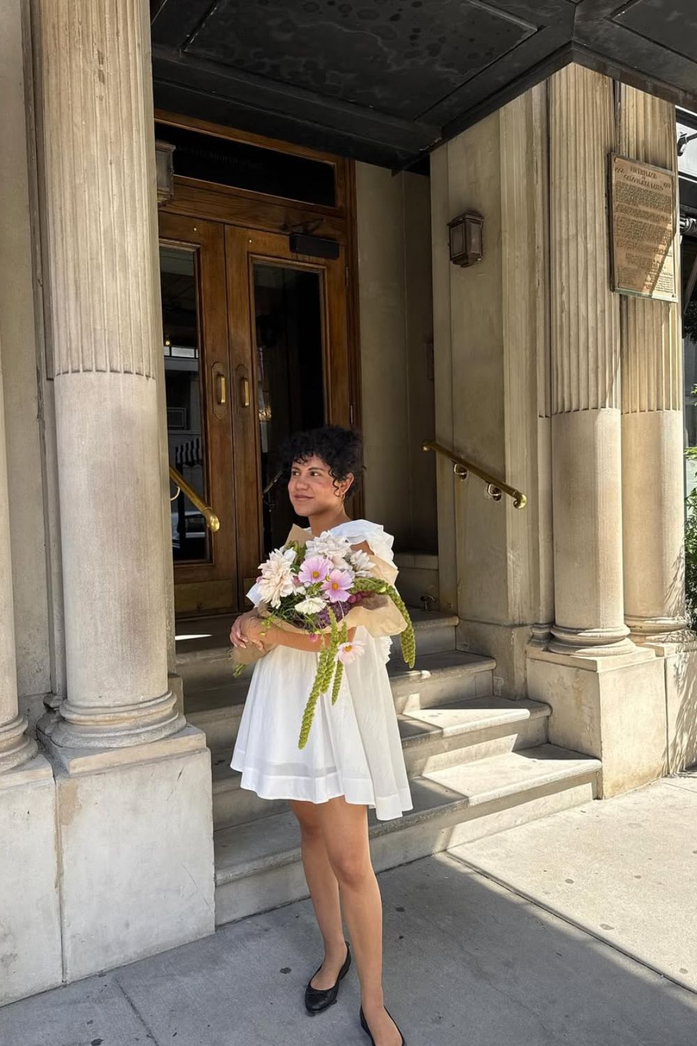 Colette Baby Doll Dress in White Rose