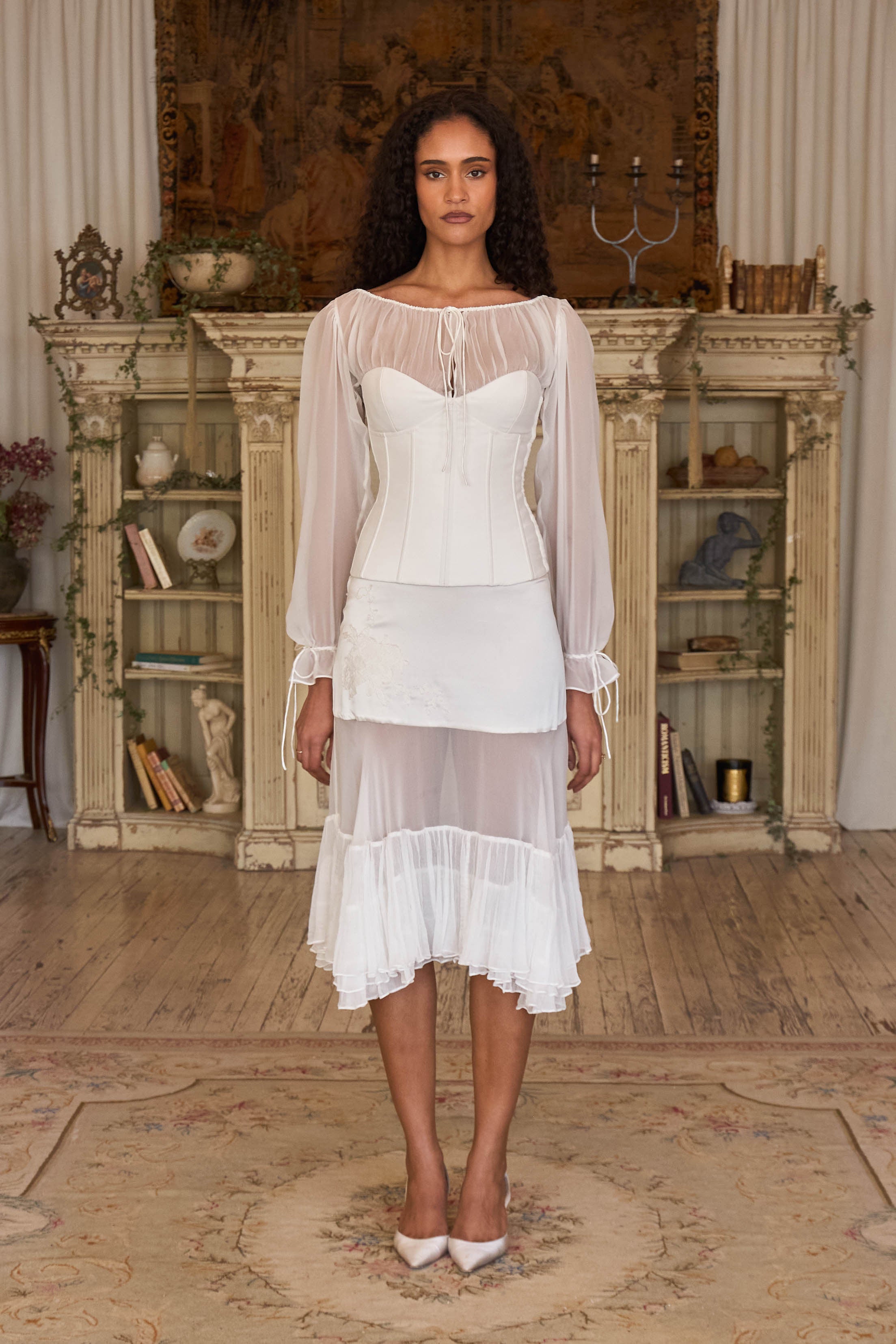 Vamp Bustier Top in Pearl