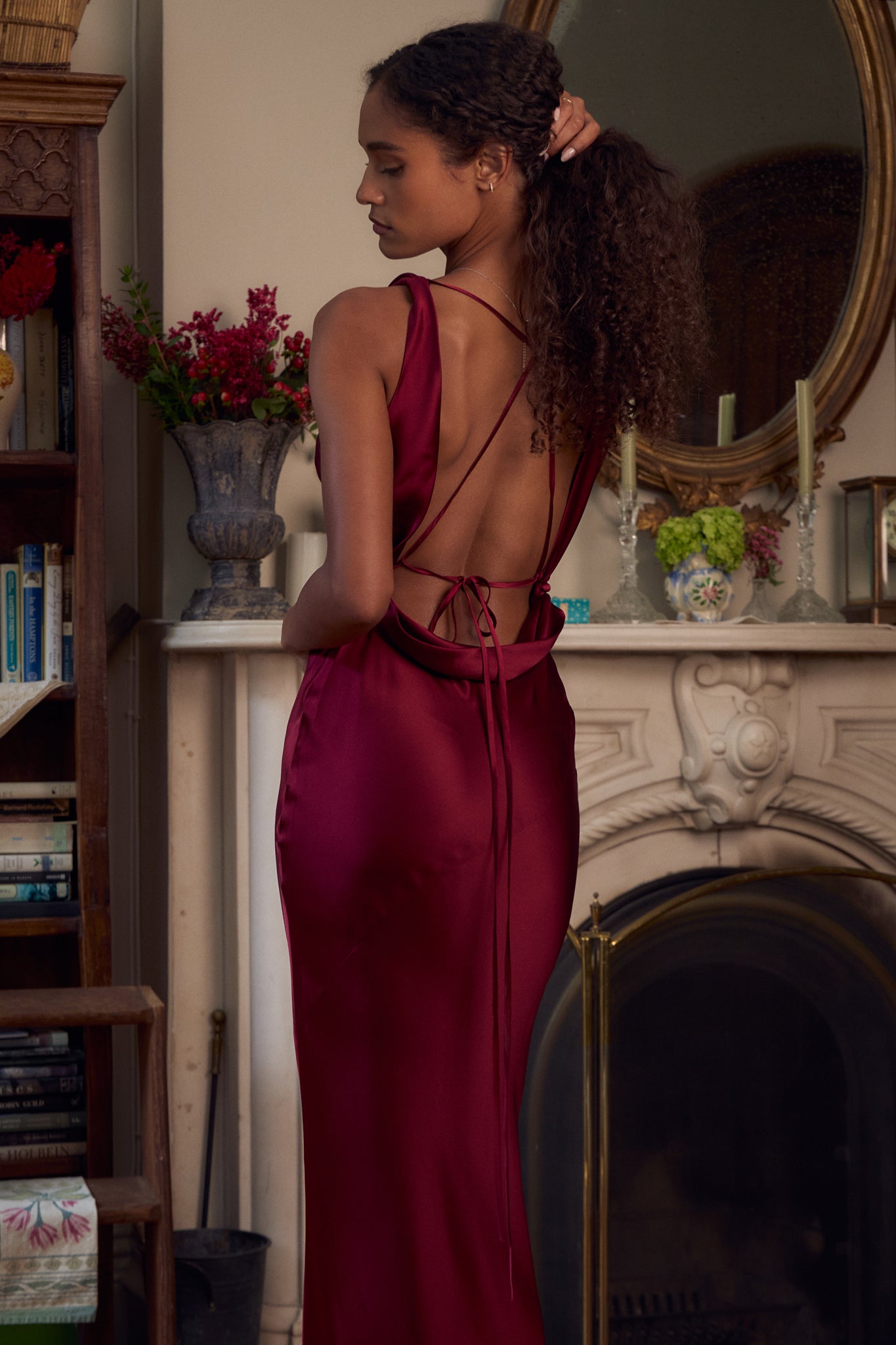 Plunging Back Cowl Dress in Sangre XL(IN-STOCK) Plunging Back Cowl Dress in Sangre XL(IN-STOCK)